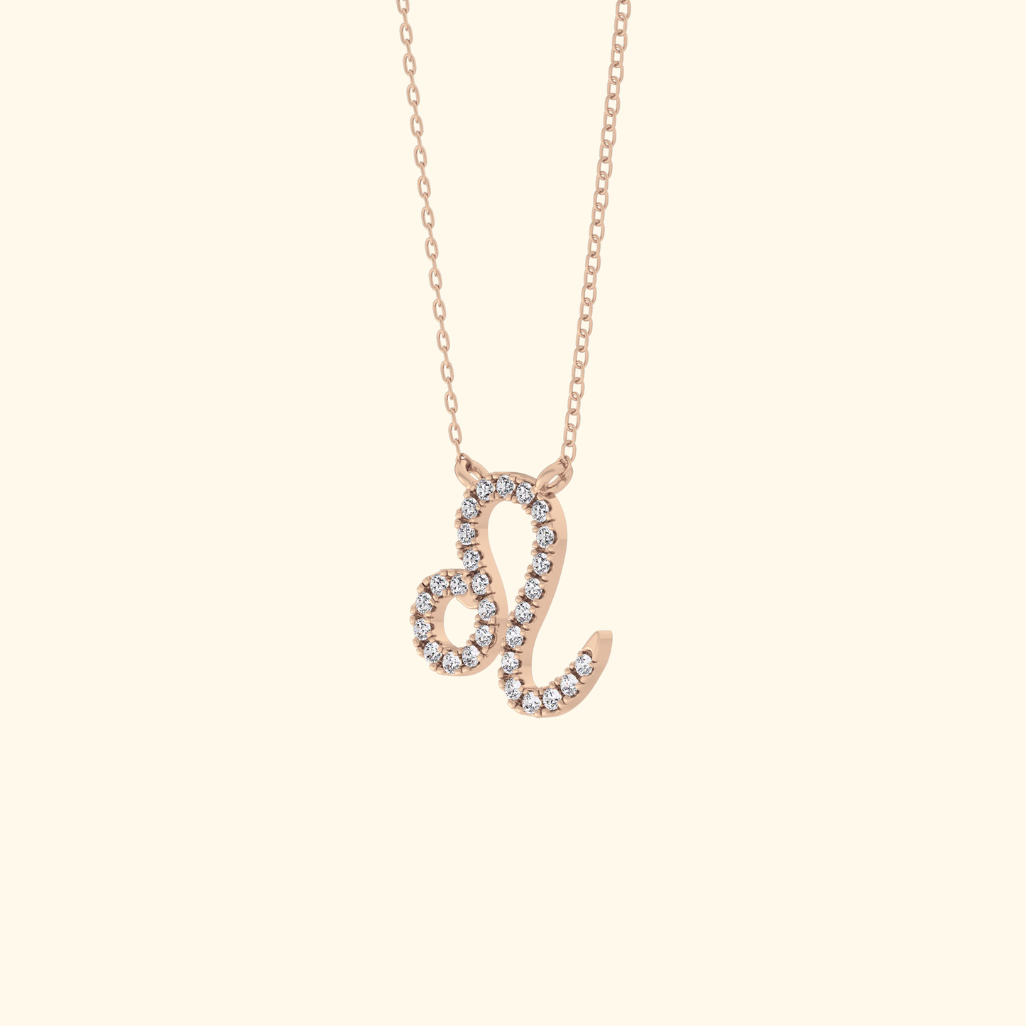Solid Gold Moissanite Leo Zodiac Necklace – 0.14 Carat, Minimalist Design