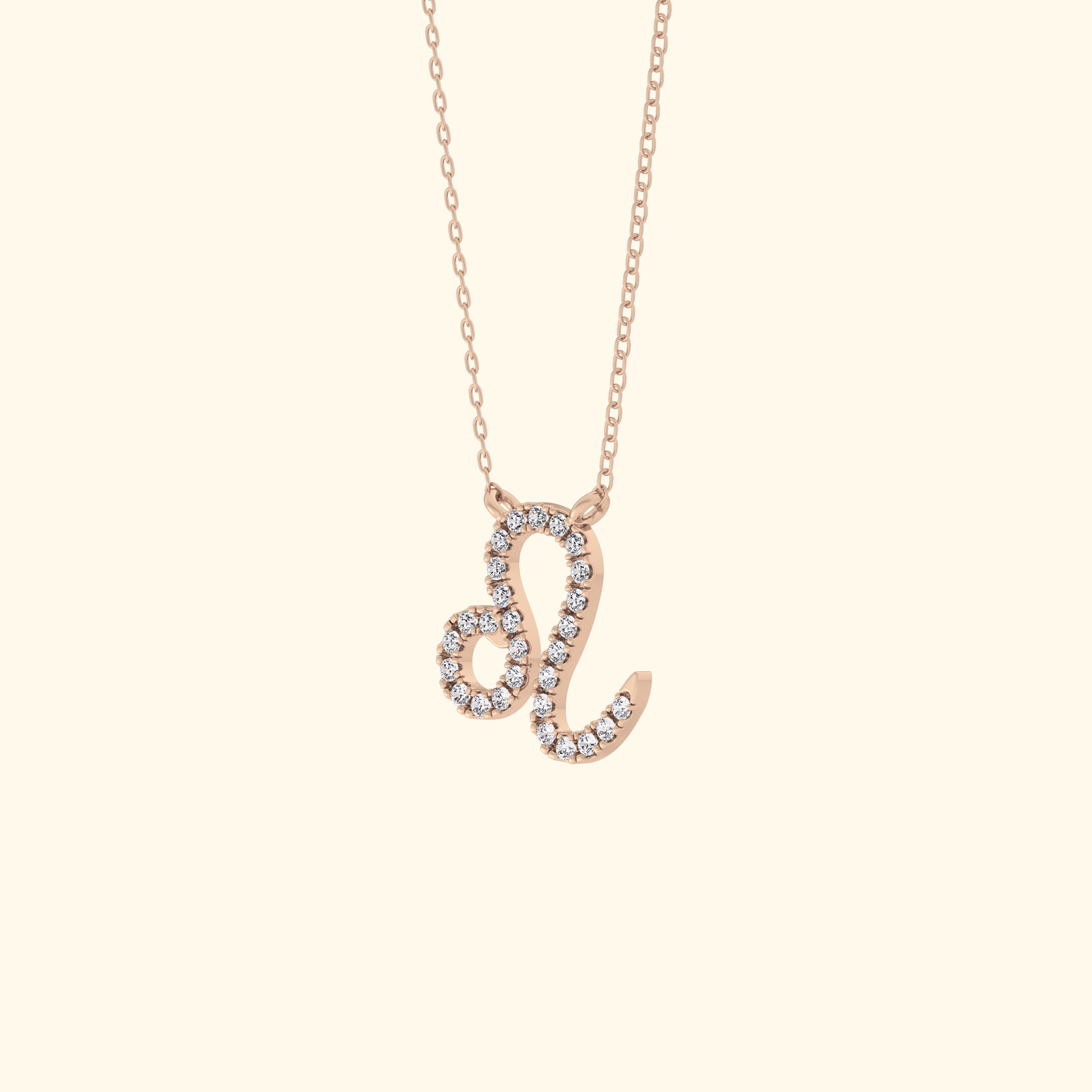 Solid Gold Moissanite Leo Zodiac Necklace – 0.14 Carat, Minimalist Design