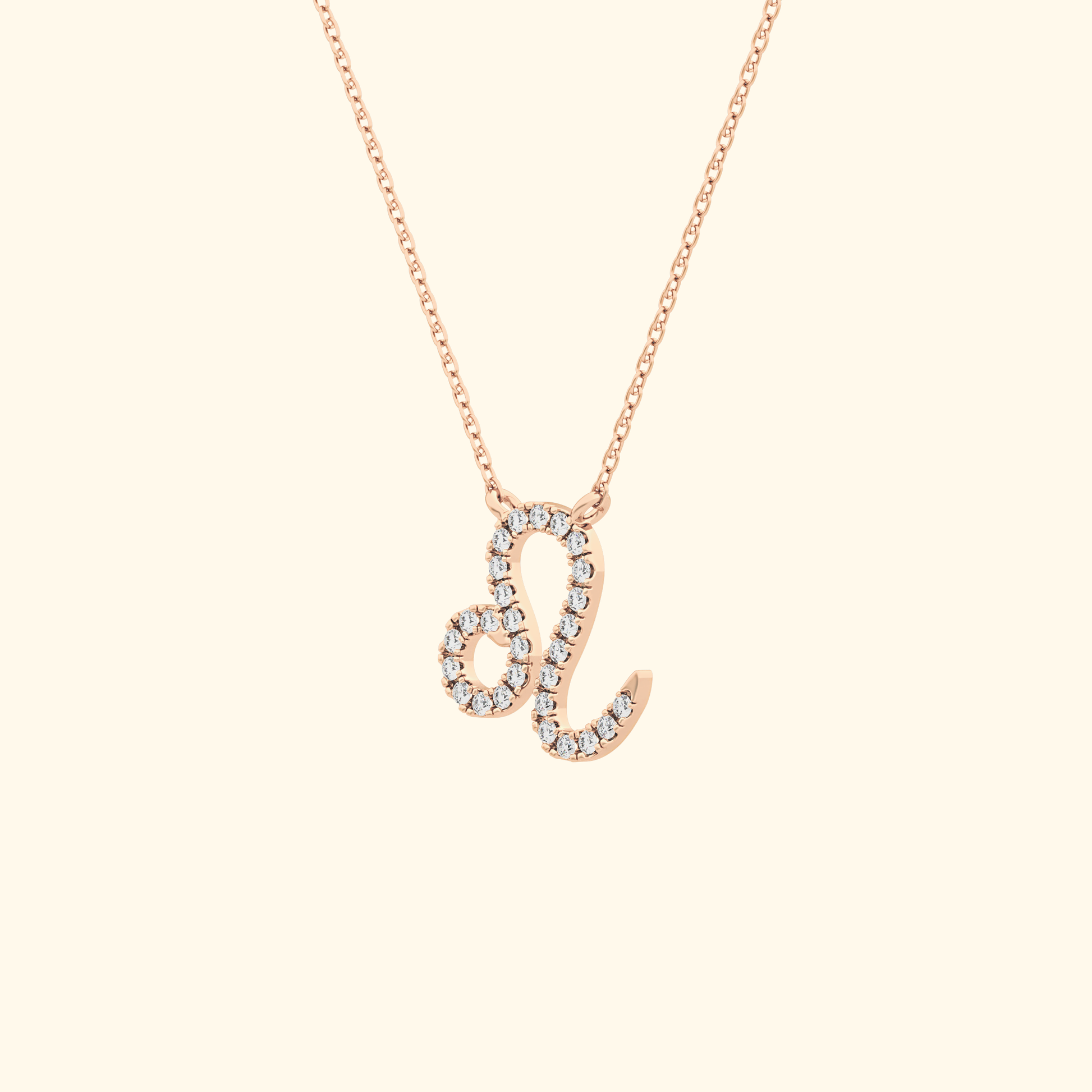 Solid Gold Moissanite Leo Zodiac Necklace – 0.14 Carat, Minimalist Design