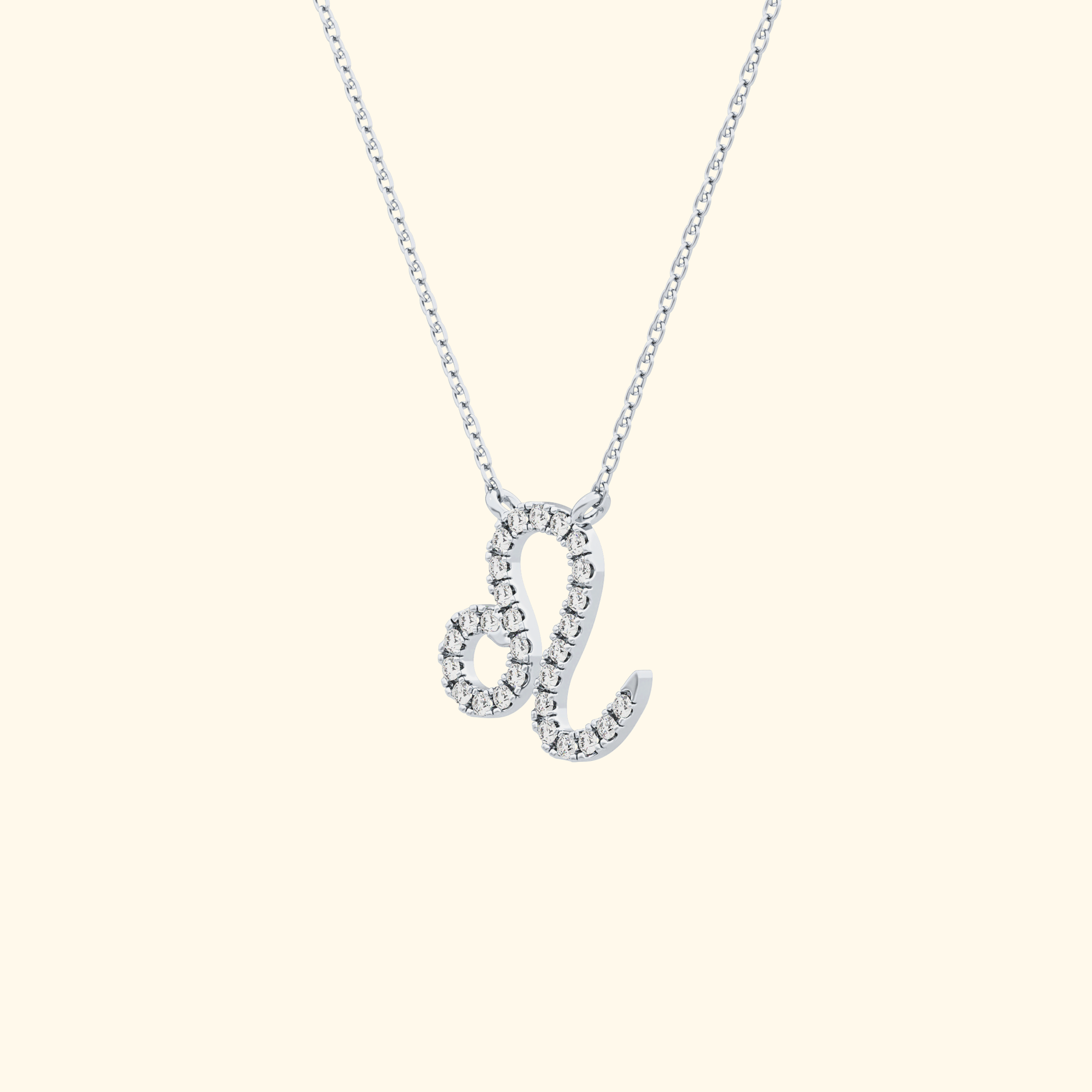 Solid Gold Moissanite Leo Zodiac Necklace – 0.14 Carat, Minimalist Design