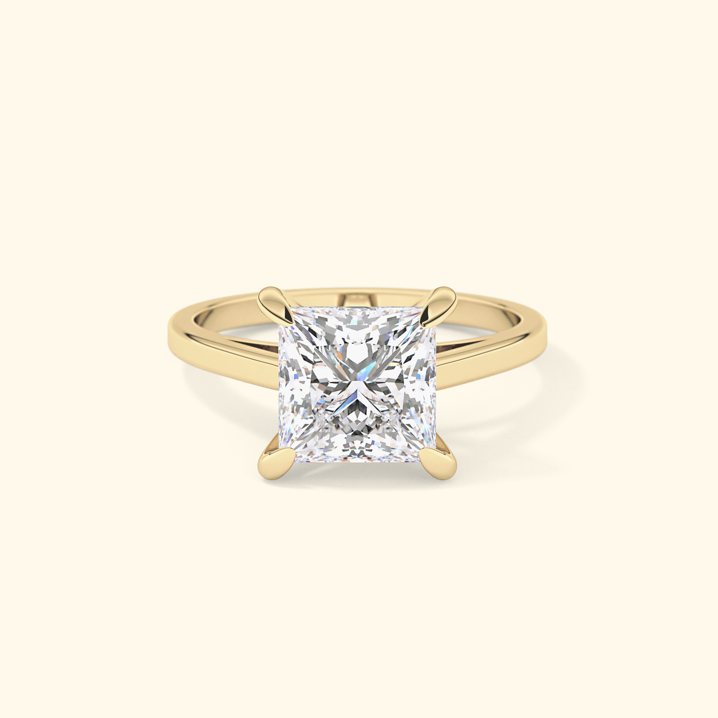 Princess Moissanite Solitaire Engagement Ring – 2.55 CT Center Stone in Solid Gold