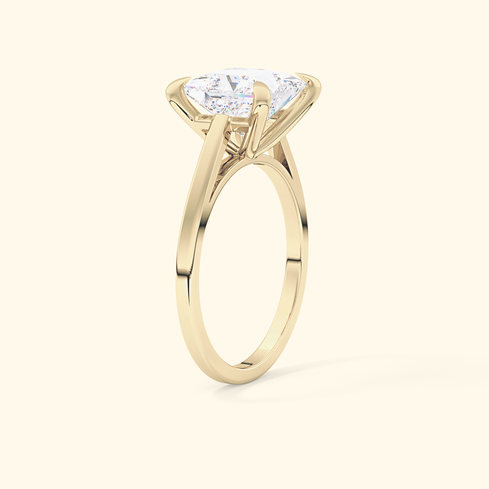 Princess Moissanite Solitaire Engagement Ring – 2.55 CT Center Stone in Solid Gold