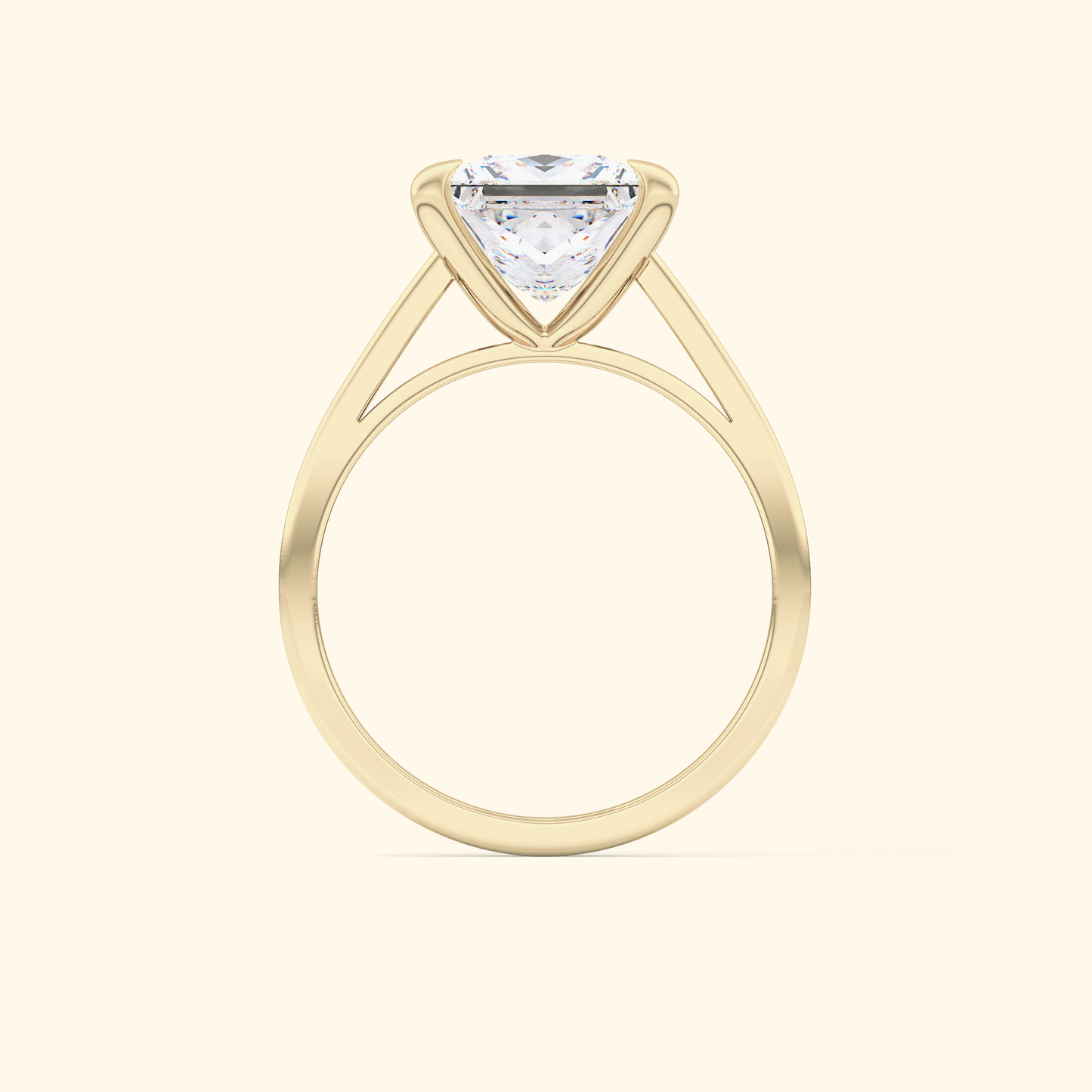 Princess Moissanite Solitaire Engagement Ring – 2.55 CT Center Stone in Solid Gold