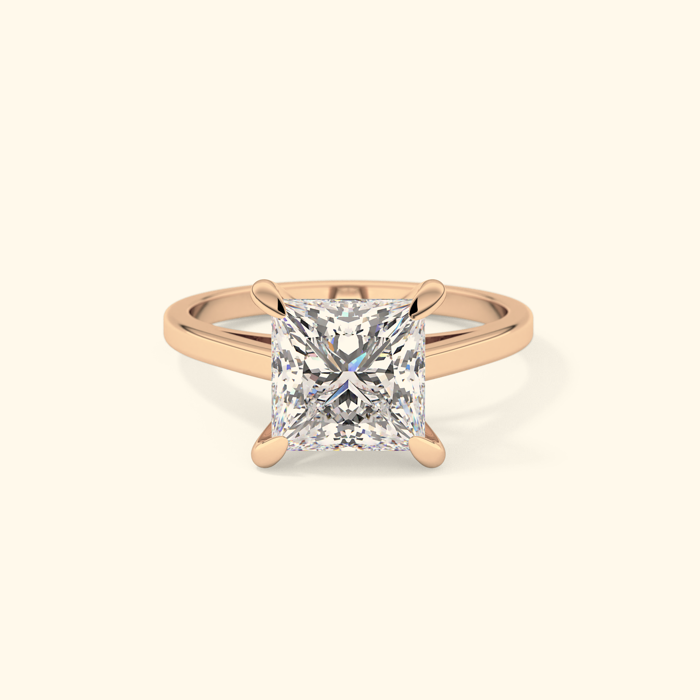 Princess Moissanite Solitaire Engagement Ring – 2.55 CT Center Stone in Solid Gold