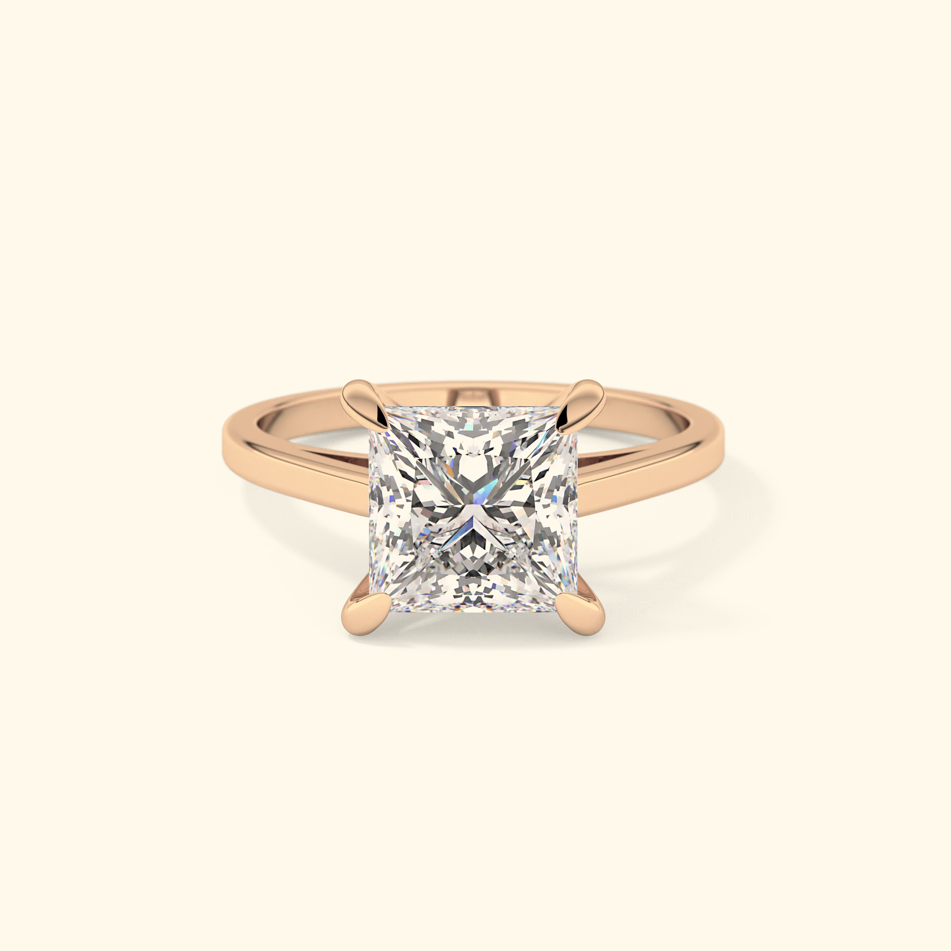 Princess Moissanite Solitaire Engagement Ring – 2.55 CT Center Stone in Solid Gold