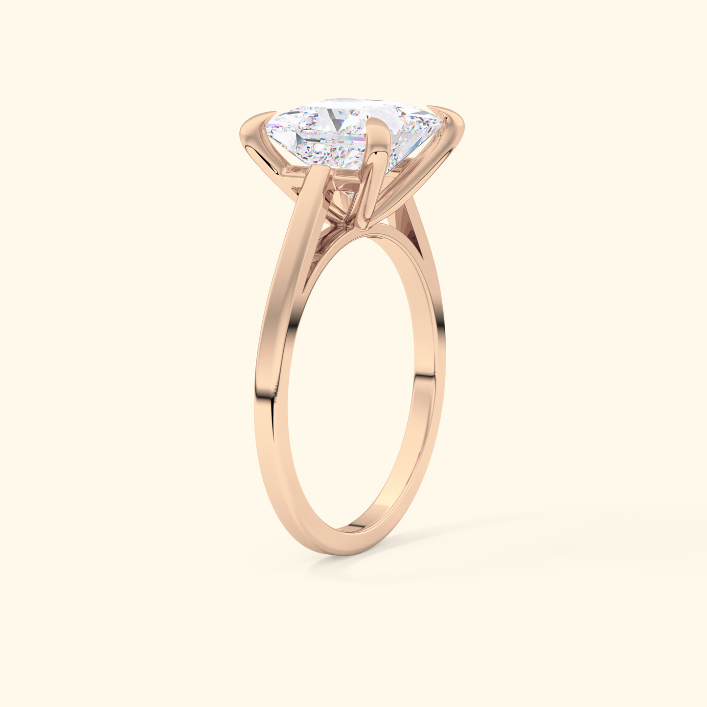 Princess Moissanite Solitaire Engagement Ring – 2.55 CT Center Stone in Solid Gold