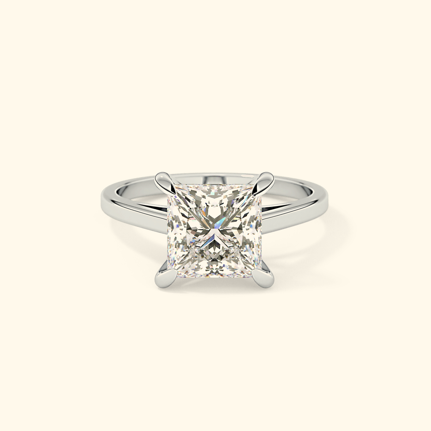 Princess Moissanite Solitaire Engagement Ring – 2.55 CT Center Stone in Solid Gold