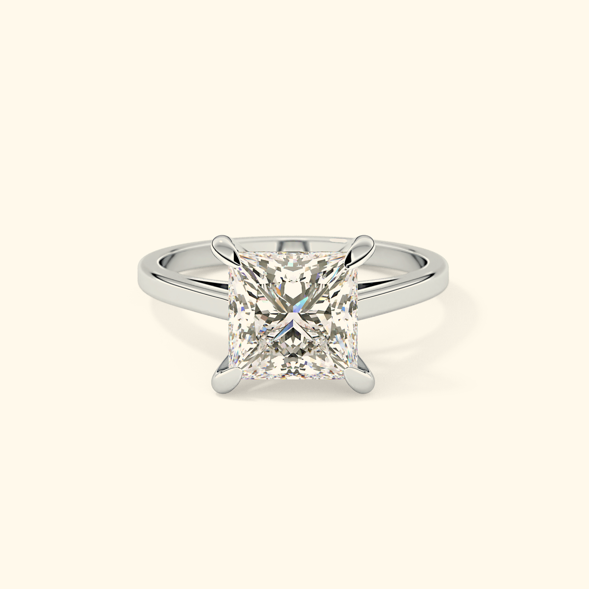 Princess Moissanite Solitaire Engagement Ring – 2.55 CT Center Stone in Solid Gold