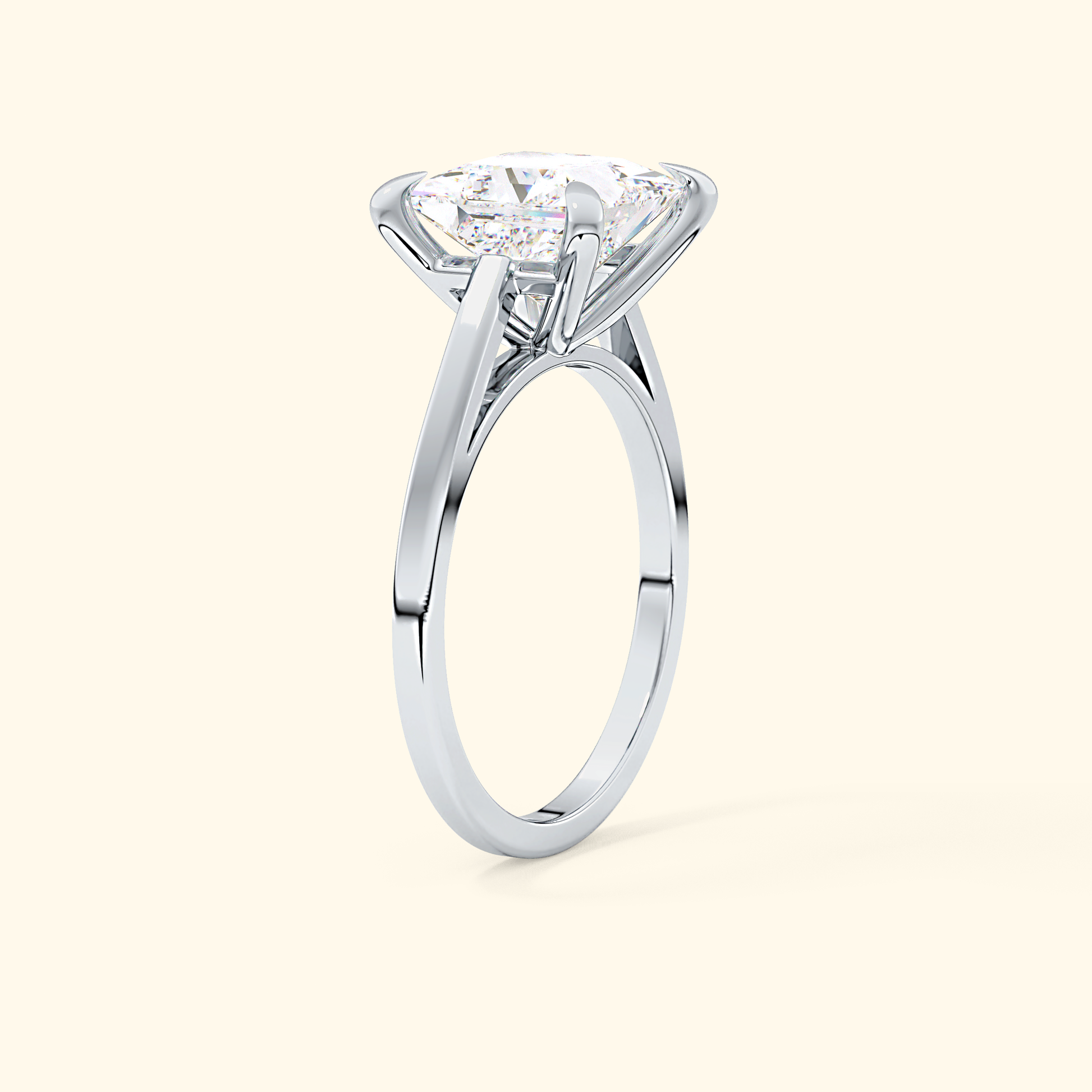 Princess Moissanite Solitaire Engagement Ring – 2.55 CT Center Stone in Solid Gold