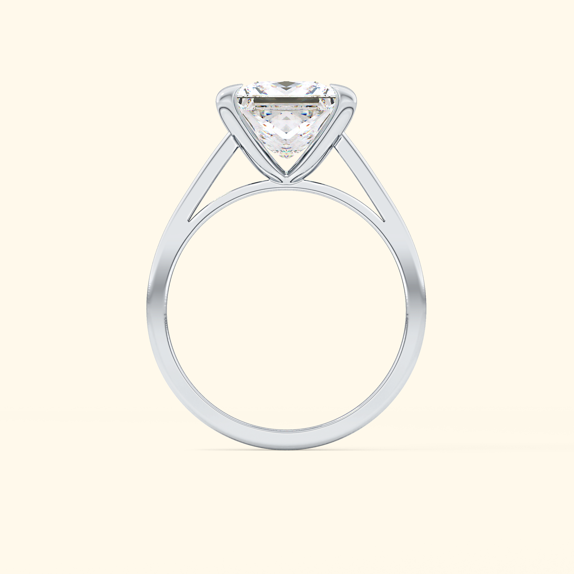 Princess Moissanite Solitaire Engagement Ring – 2.55 CT Center Stone in Solid Gold