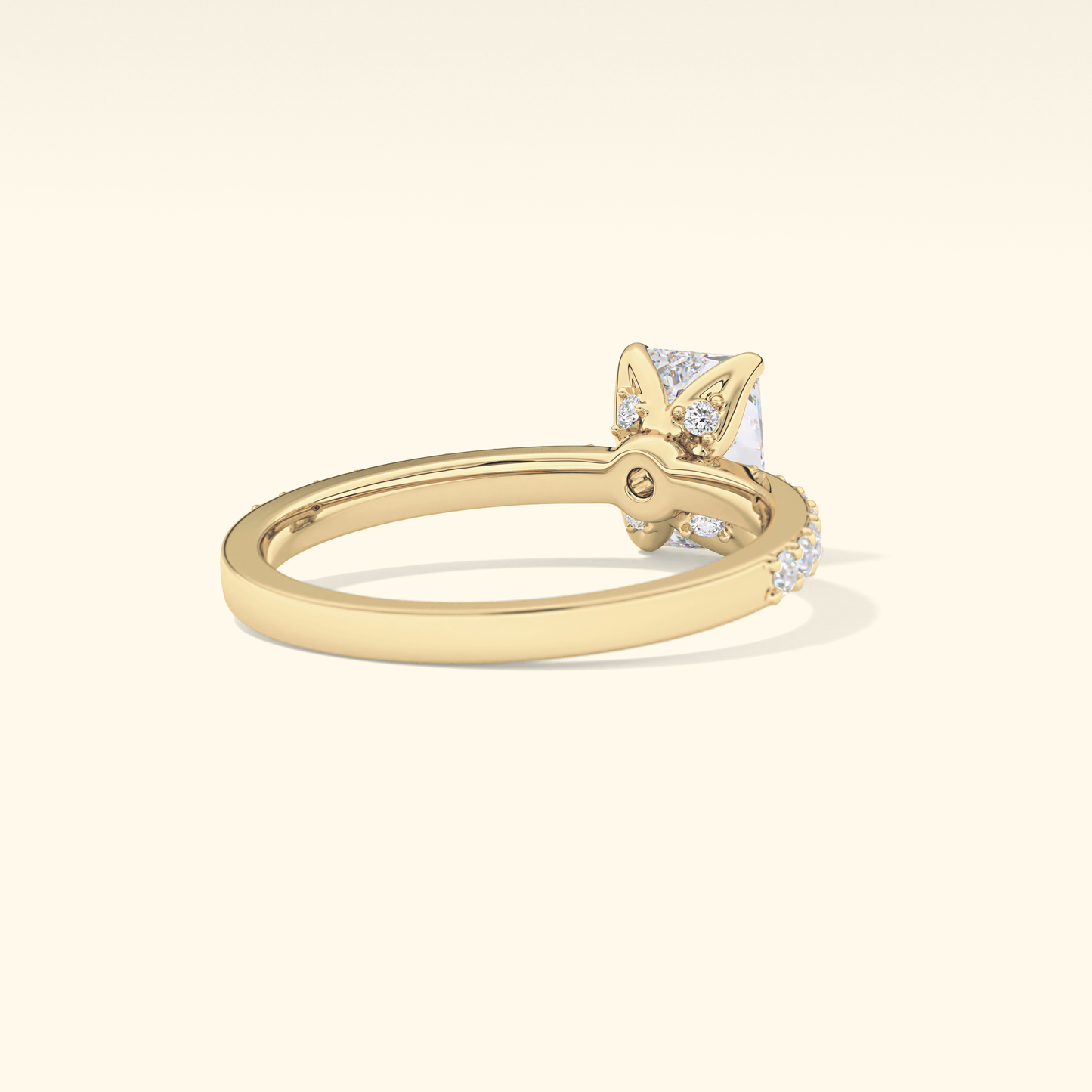 Radiant Moissanite Engagement Ring – 1.21 CT Center Stone with Pave Band in Solid Gold
