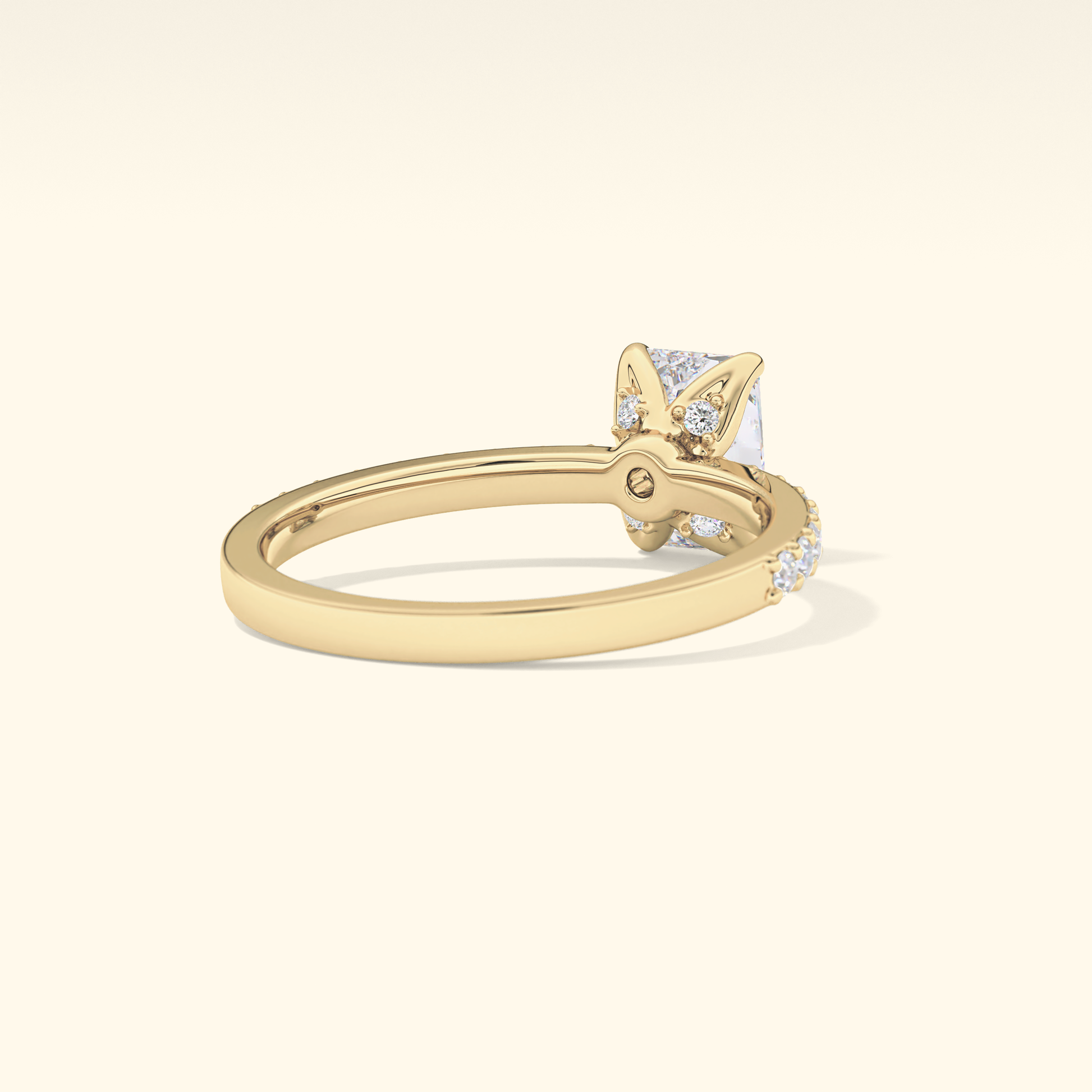 Radiant Moissanite Engagement Ring – 1.21 CT Center Stone with Pave Band in Solid Gold