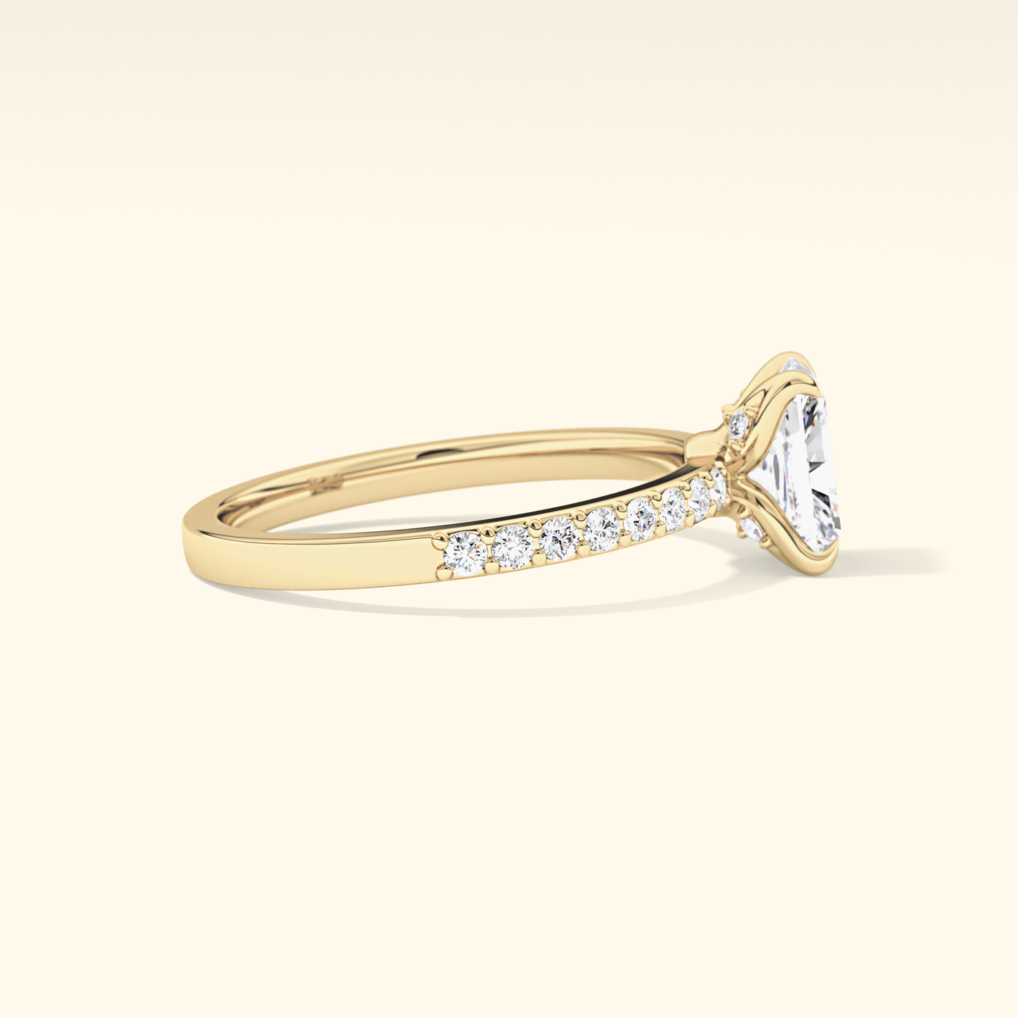 Radiant Moissanite Engagement Ring – 1.21 CT Center Stone with Pave Band in Solid Gold
