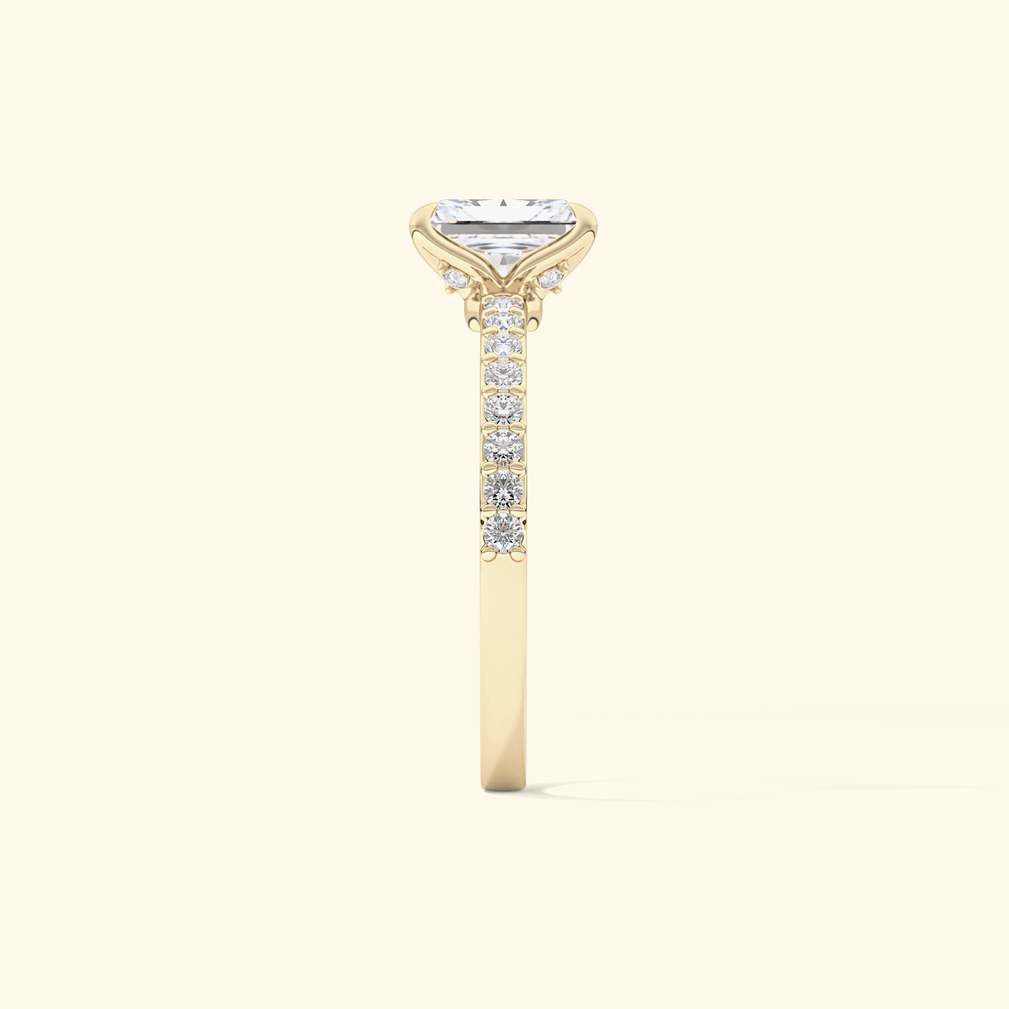 Radiant Moissanite Engagement Ring – 1.21 CT Center Stone with Pave Band in Solid Gold