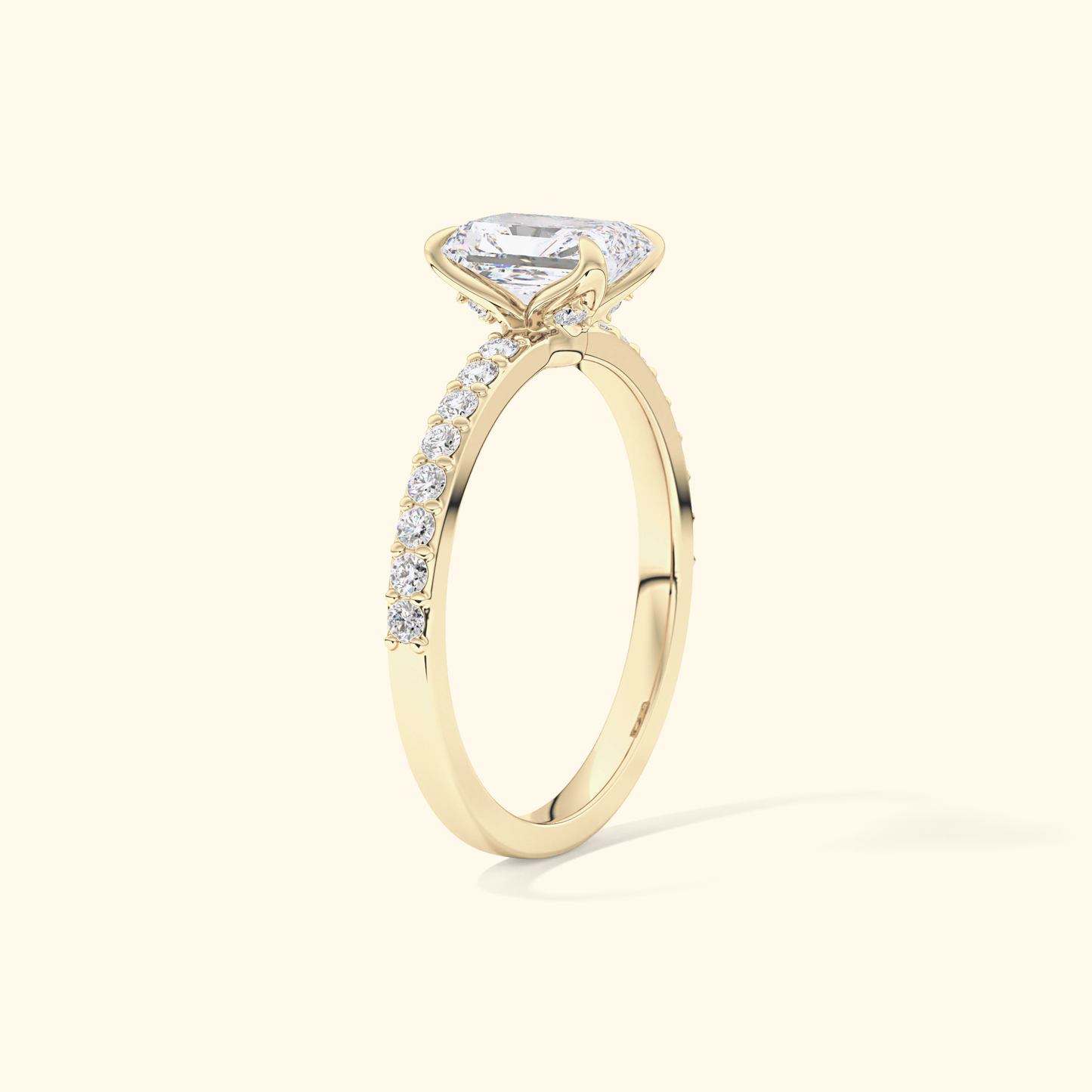 Radiant Moissanite Engagement Ring – 1.21 CT Center Stone with Pave Band in Solid Gold