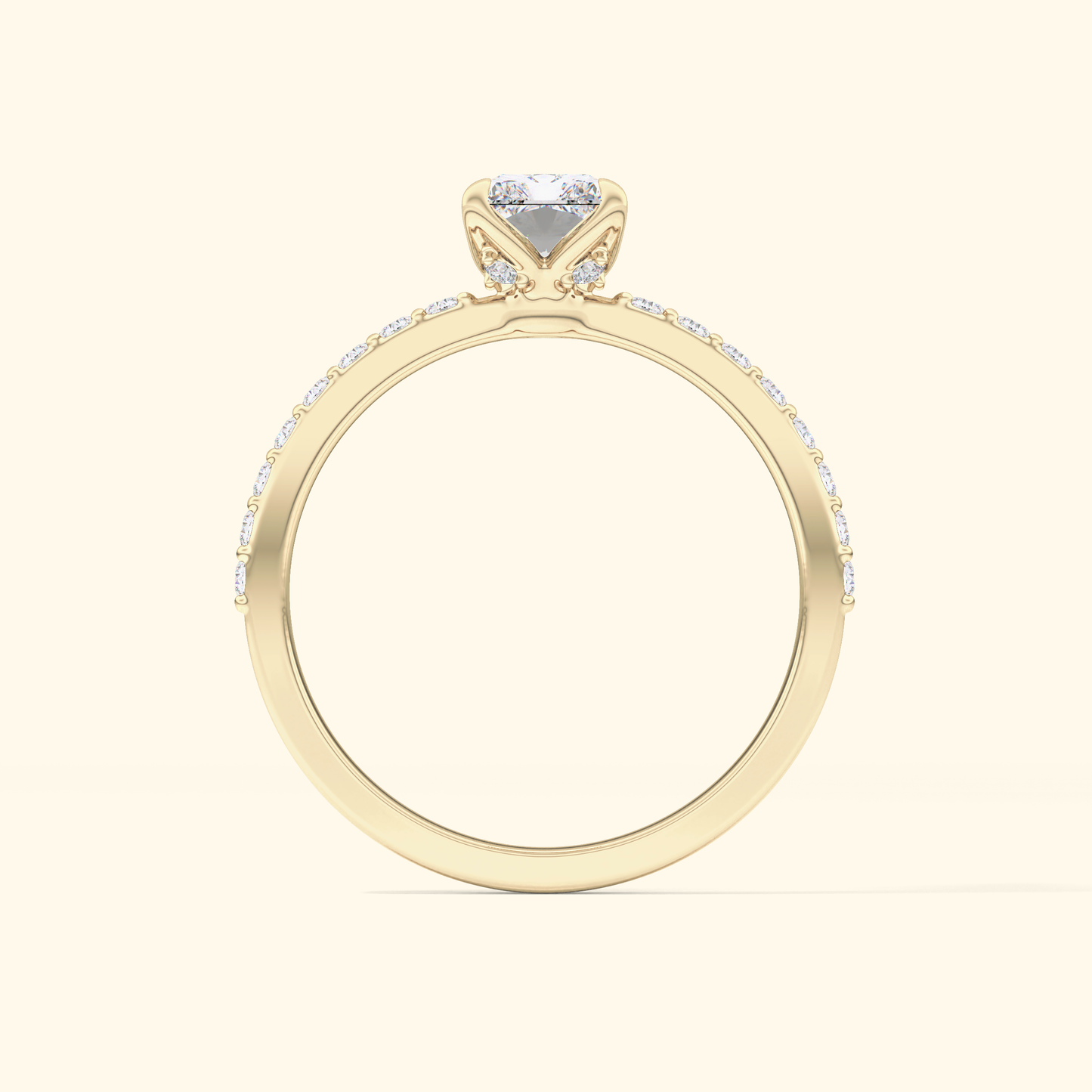 Radiant Moissanite Engagement Ring – 1.21 CT Center Stone with Pave Band in Solid Gold