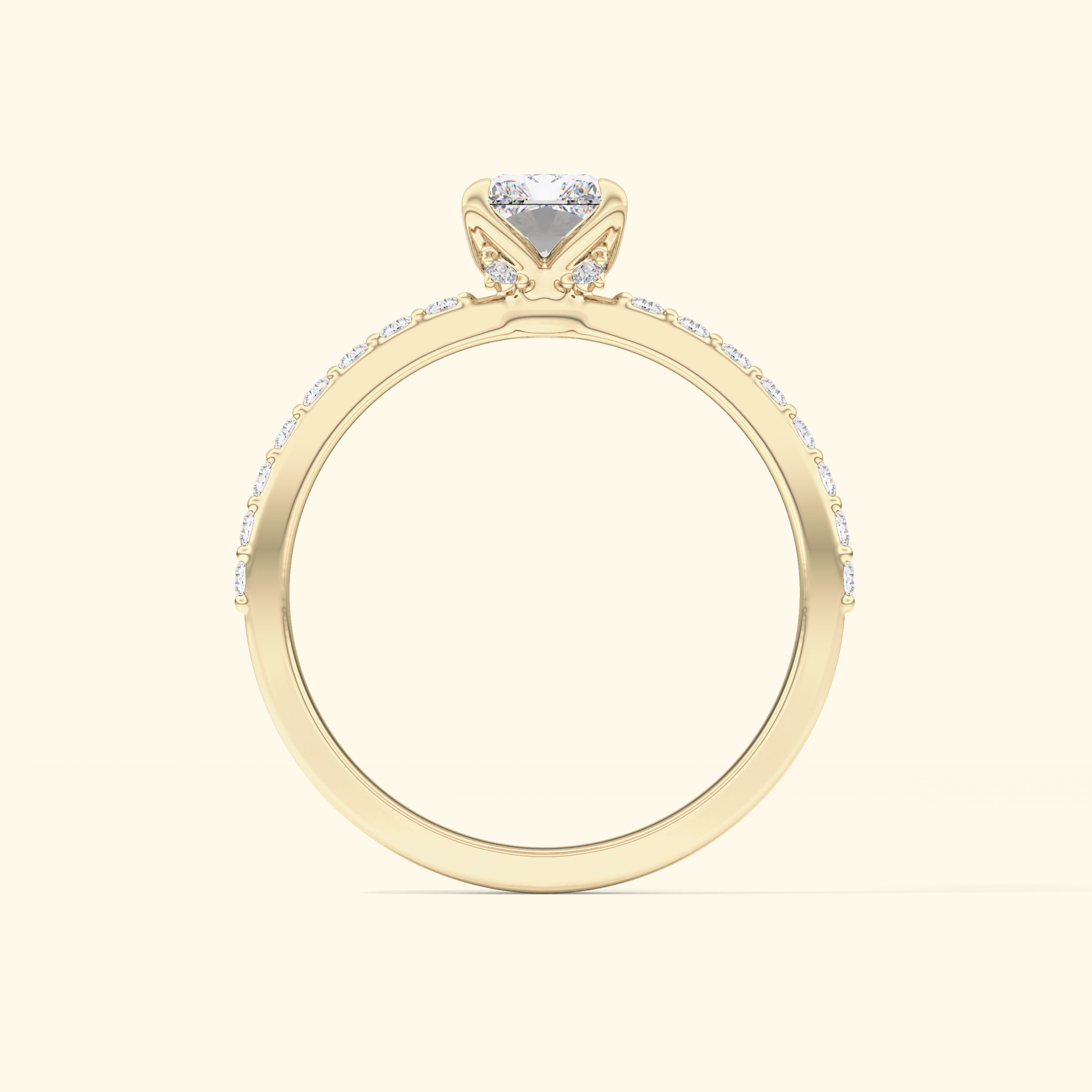 Radiant Moissanite Engagement Ring – 1.21 CT Center Stone with Pave Band in Solid Gold