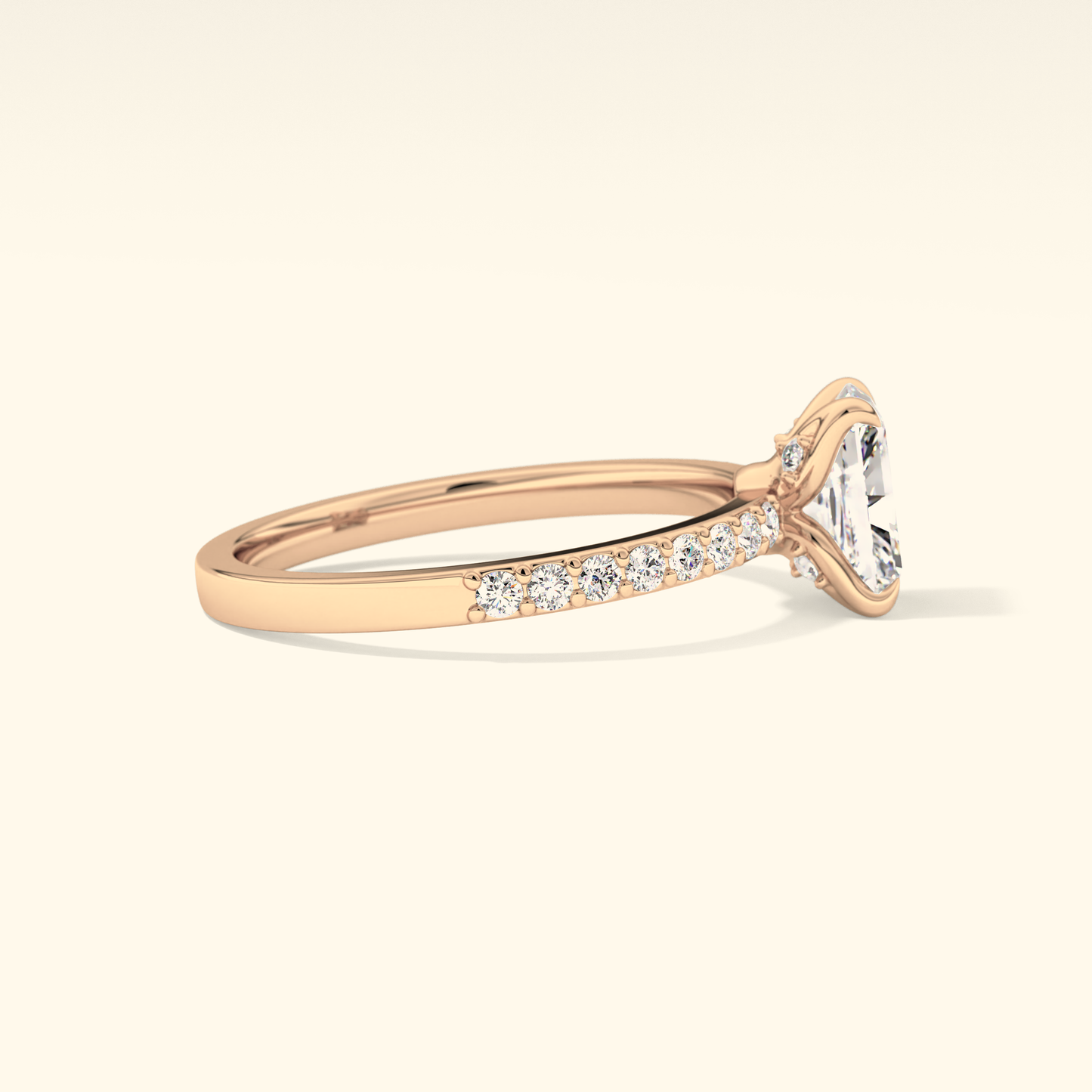 Radiant Moissanite Engagement Ring – 1.21 CT Center Stone with Pave Band in Solid Gold