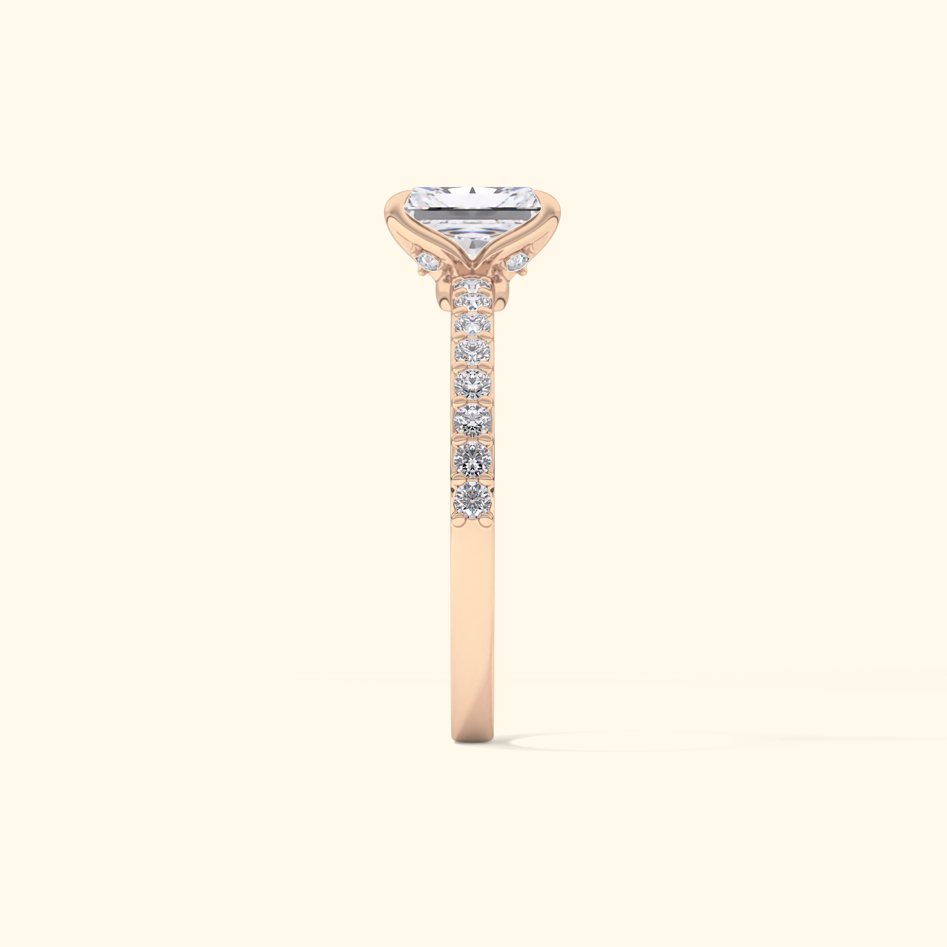 Radiant Moissanite Engagement Ring – 1.21 CT Center Stone with Pave Band in Solid Gold