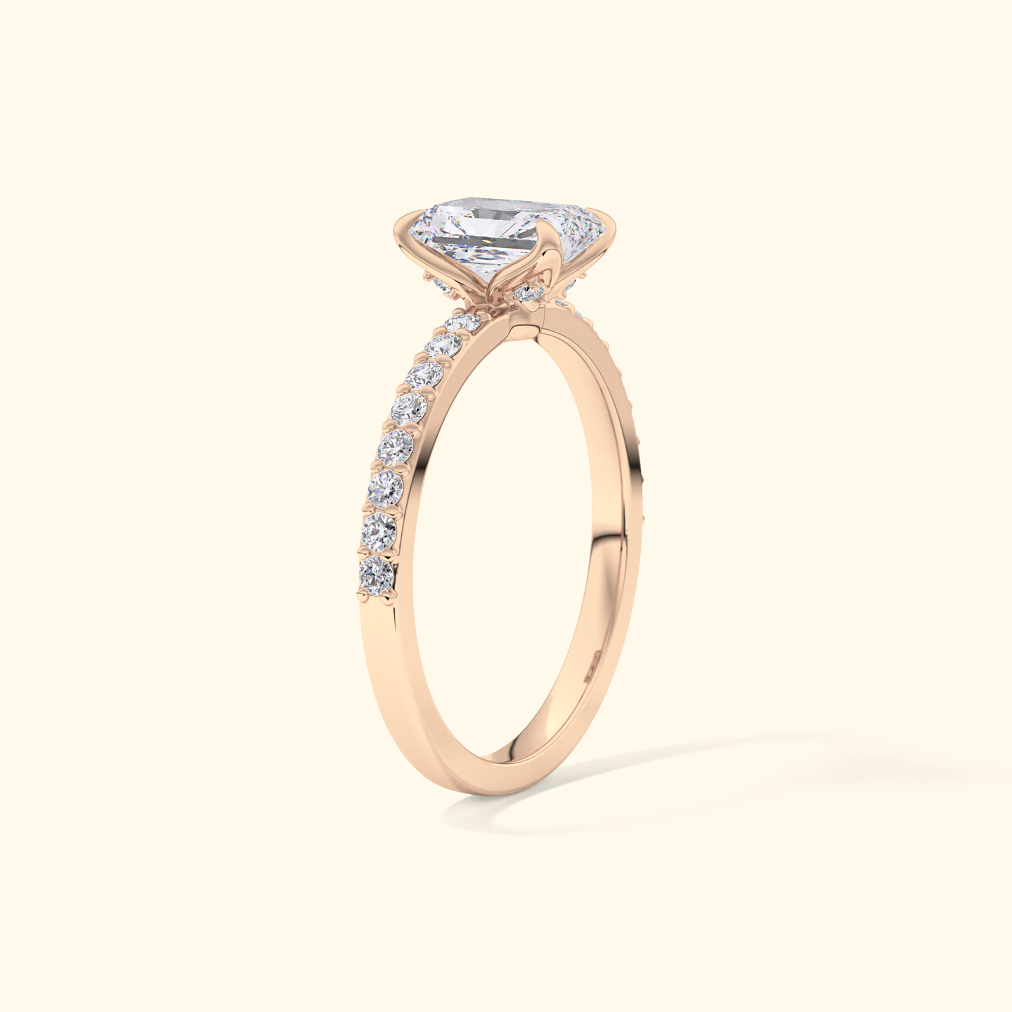 Radiant Moissanite Engagement Ring – 1.21 CT Center Stone with Pave Band in Solid Gold