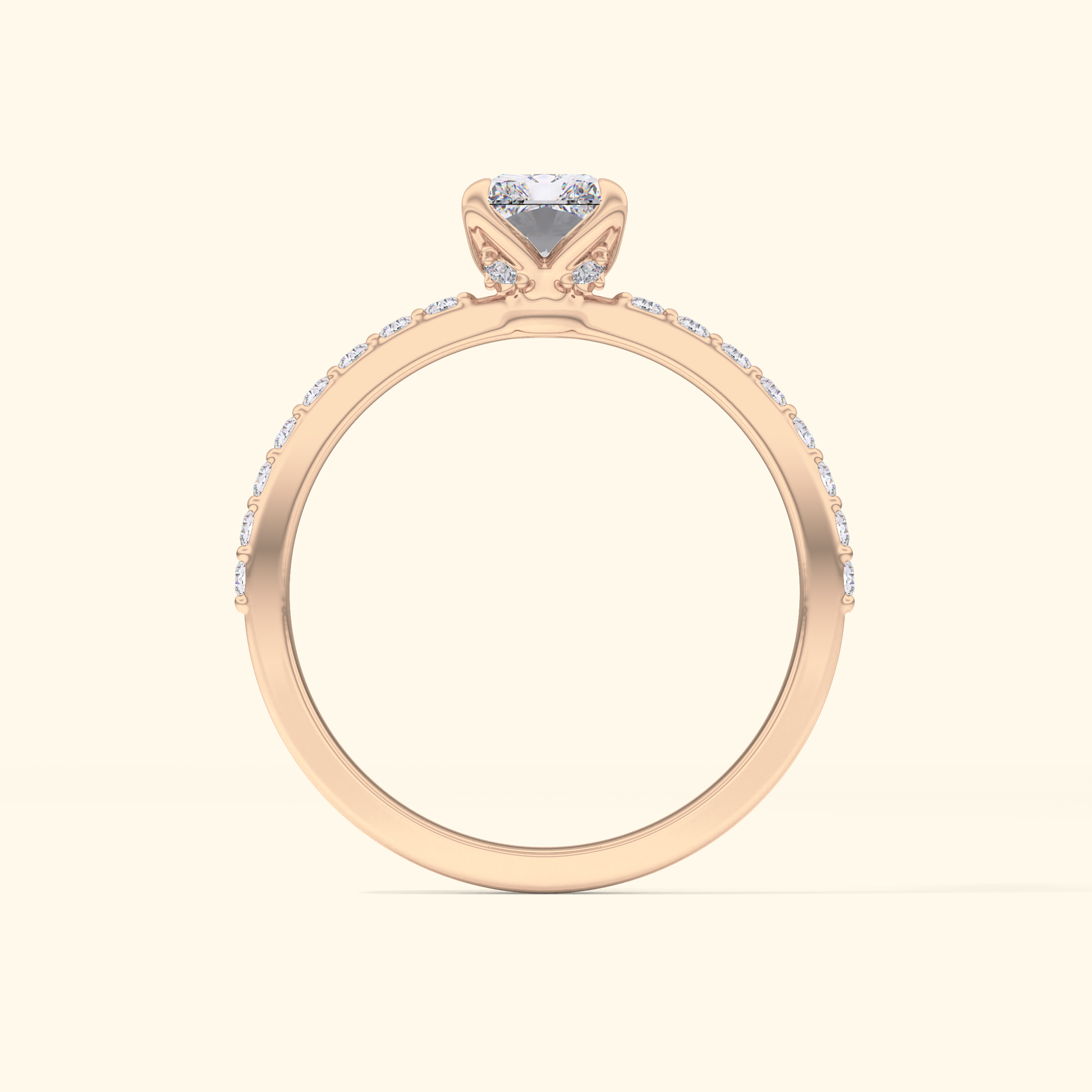 Radiant Moissanite Engagement Ring – 1.21 CT Center Stone with Pave Band in Solid Gold