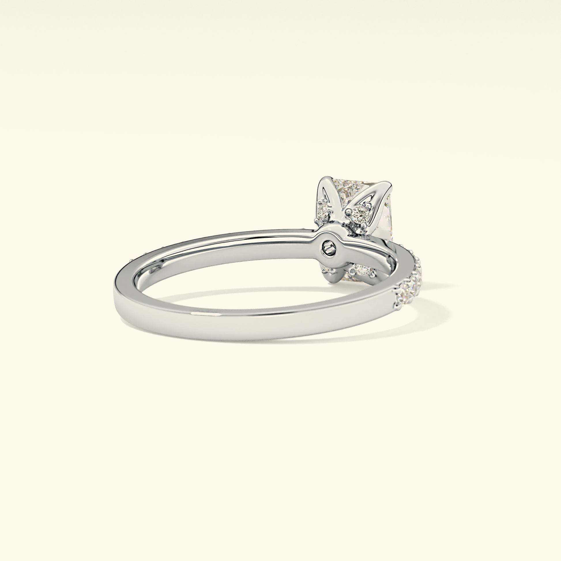 Radiant Moissanite Engagement Ring – 1.21 CT Center Stone with Pave Band in Solid Gold