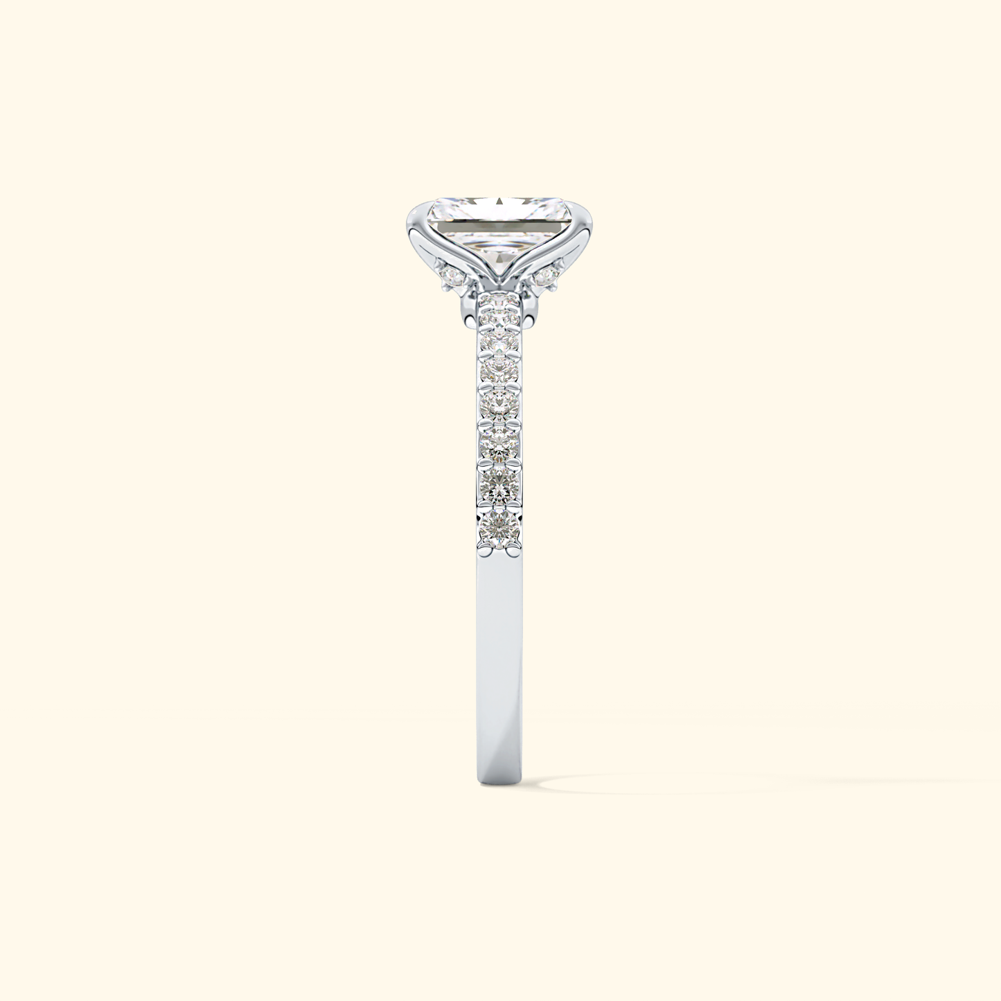 Radiant Moissanite Engagement Ring – 1.21 CT Center Stone with Pave Band in Solid Gold