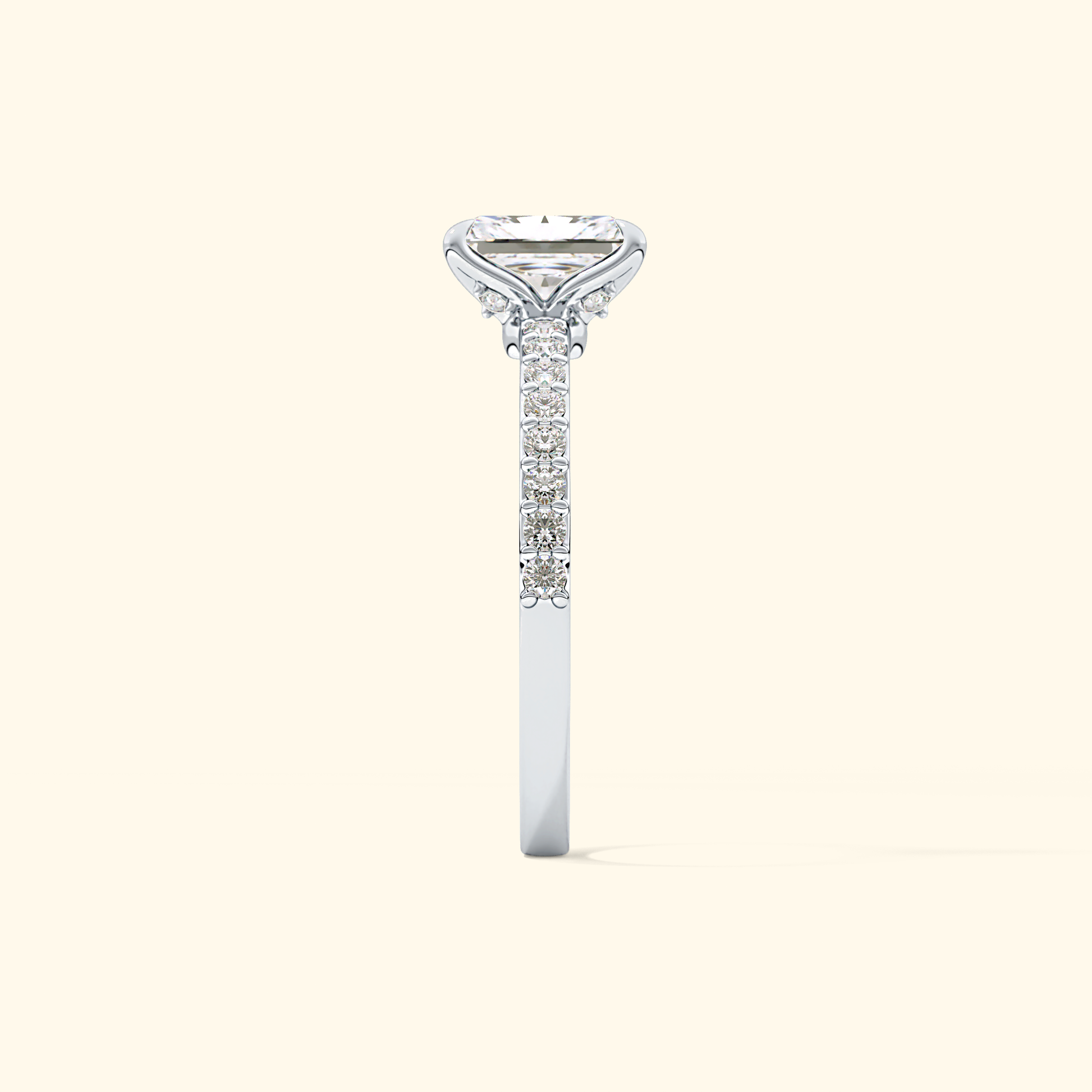 Radiant Moissanite Engagement Ring – 1.21 CT Center Stone with Pave Band in Solid Gold