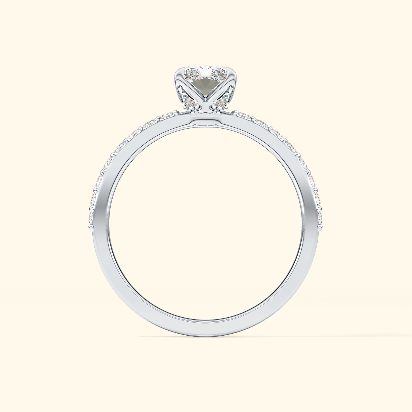 Radiant Moissanite Engagement Ring – 1.21 CT Center Stone with Pave Band in Solid Gold