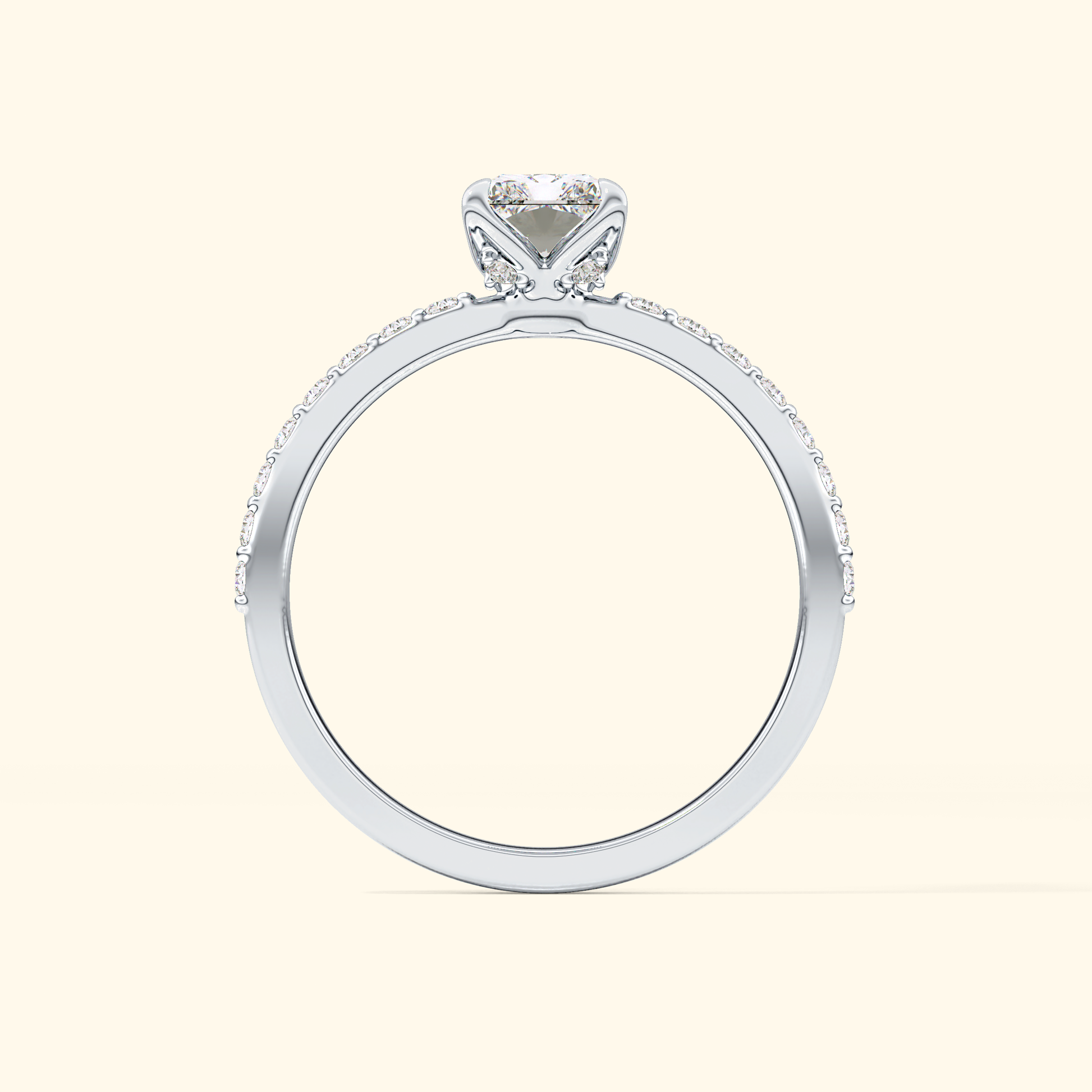 Radiant Moissanite Engagement Ring – 1.21 CT Center Stone with Pave Band in Solid Gold