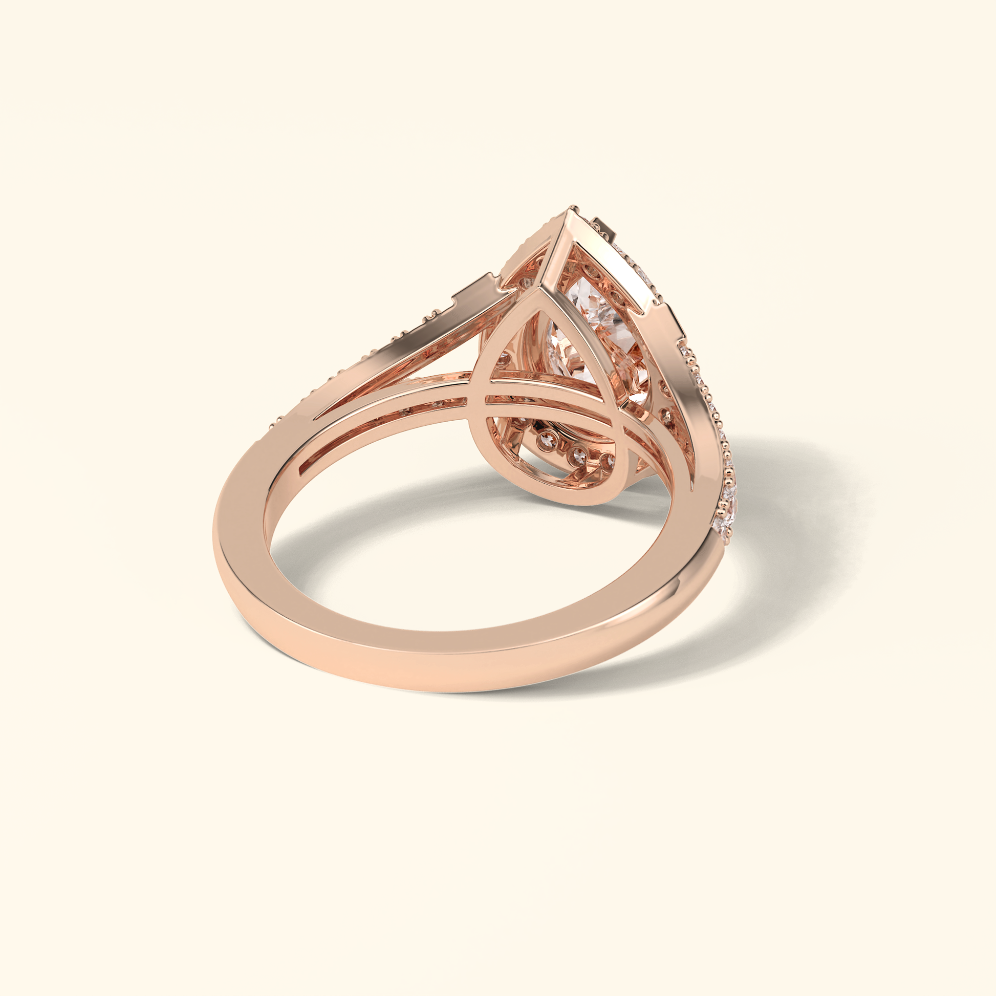 Pear Moissanite Halo Engagement Ring – 3.1 CT Center Stone with Split Shank Band in Solid Gold