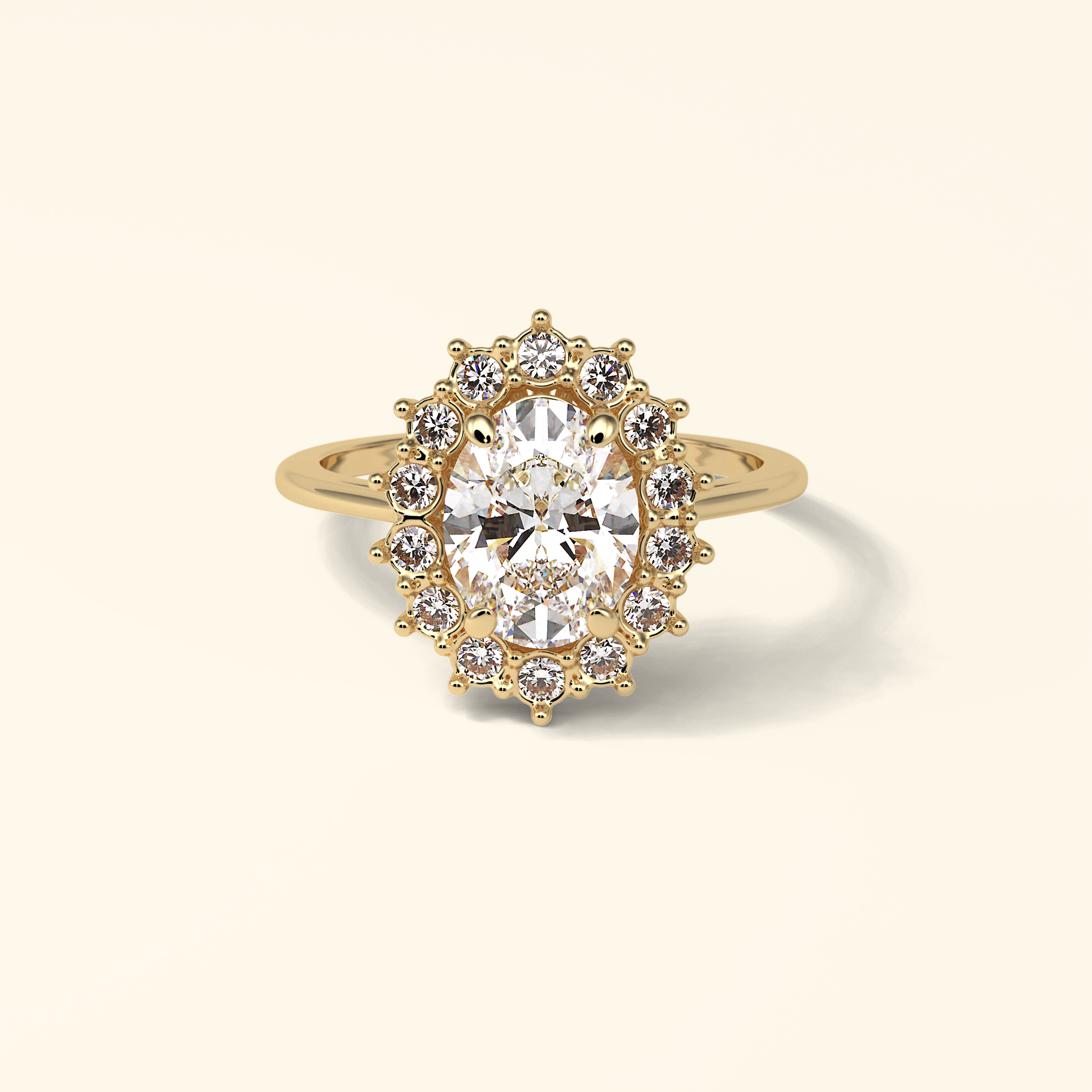 Oval Moissanite Cluster Engagement Ring – 1.91 CT Center Stone in Solid Gold