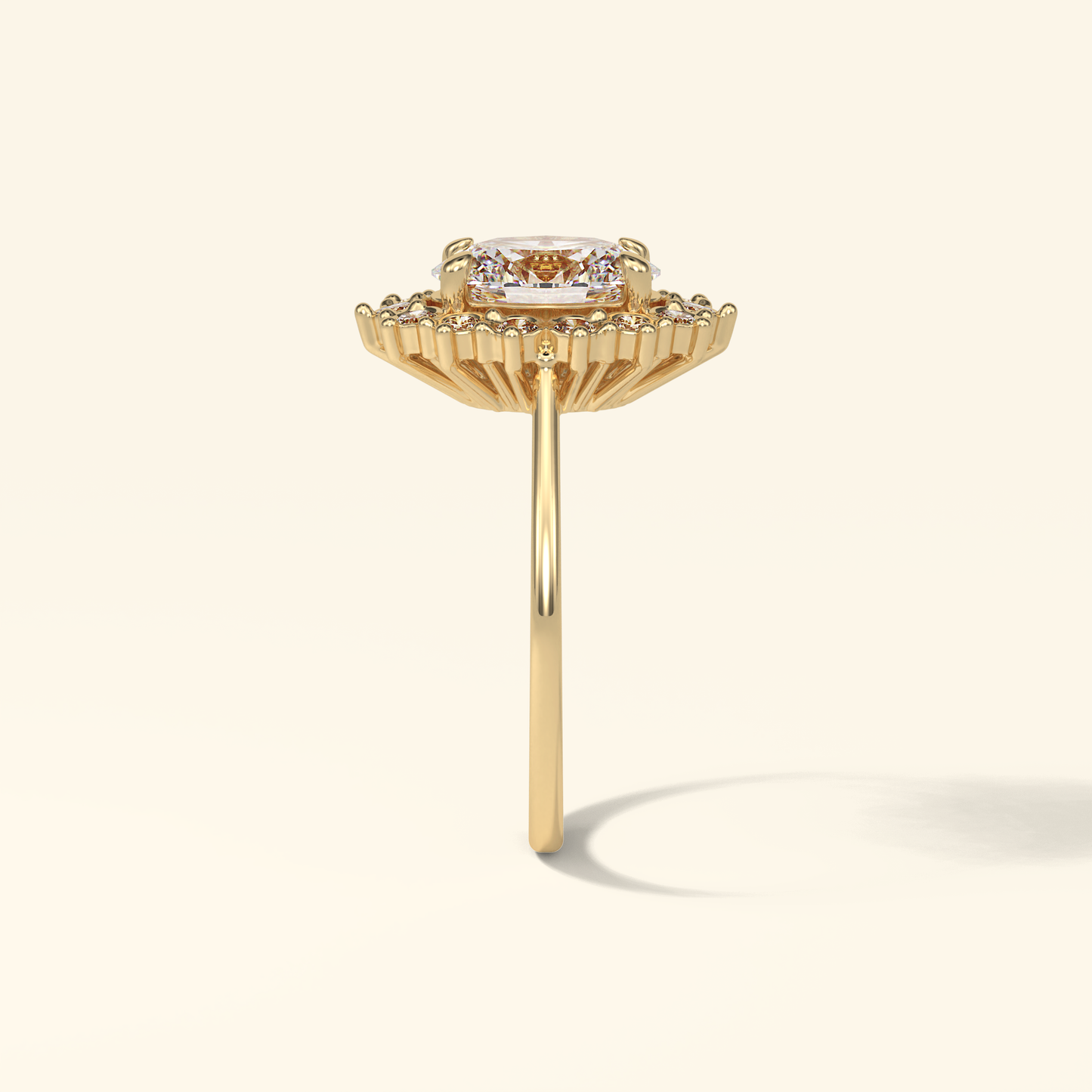 Oval Moissanite Cluster Engagement Ring – 1.91 CT Center Stone in Solid Gold