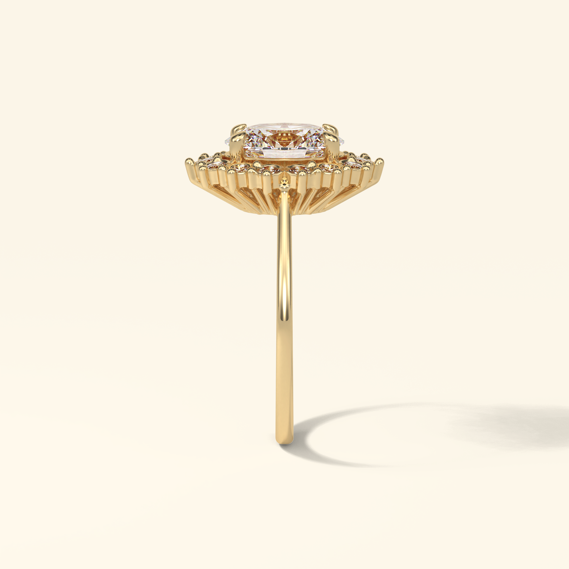 Oval Moissanite Cluster Engagement Ring – 1.91 CT Center Stone in Solid Gold