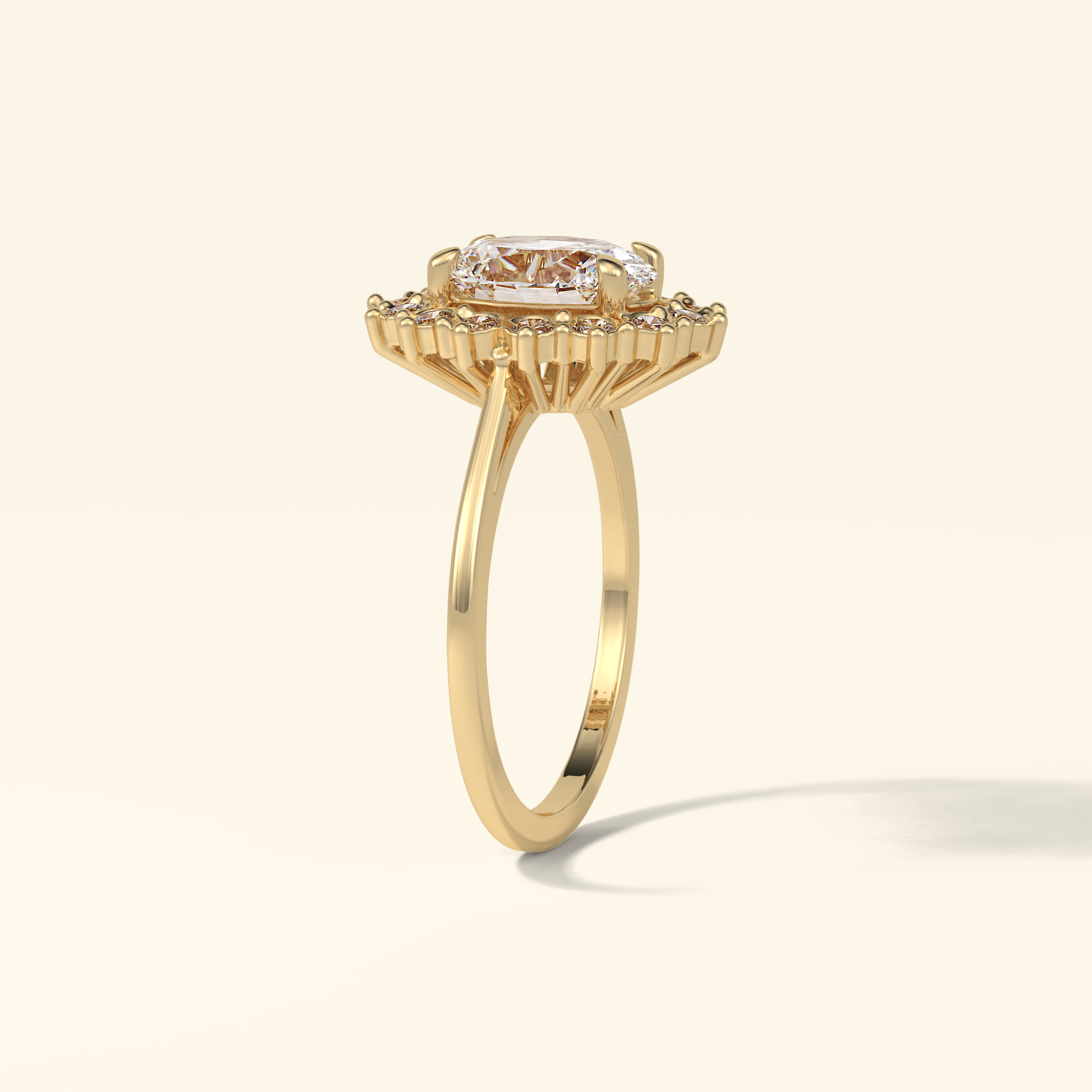 Oval Moissanite Cluster Engagement Ring – 1.91 CT Center Stone in Solid Gold