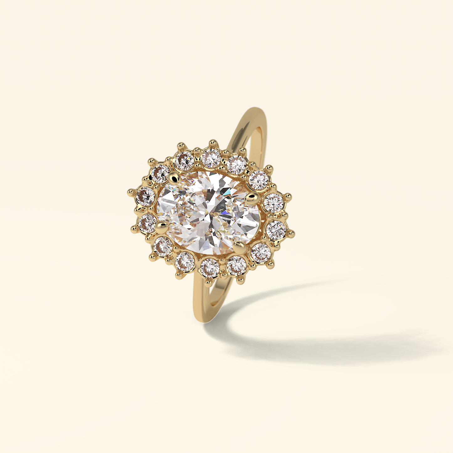 Oval Moissanite Cluster Engagement Ring – 1.91 CT Center Stone in Solid Gold