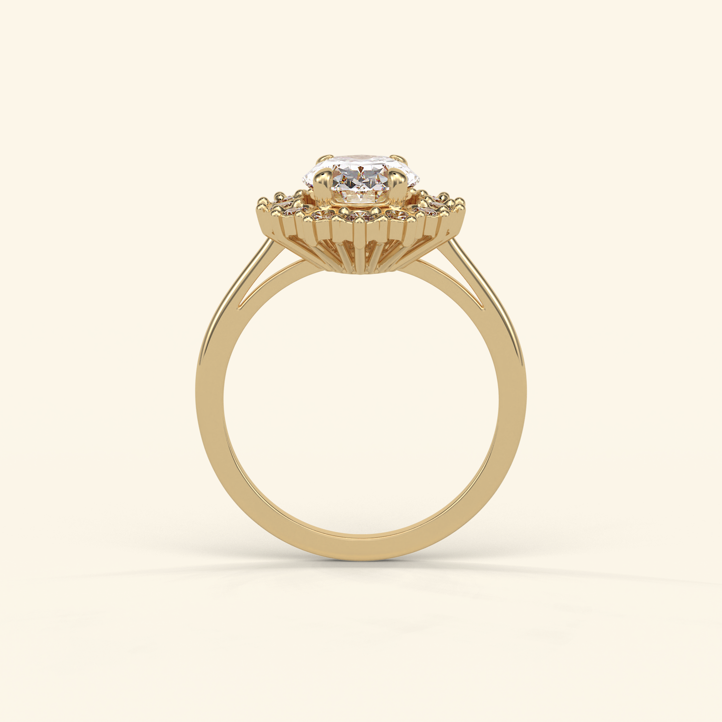 Oval Moissanite Cluster Engagement Ring – 1.91 CT Center Stone in Solid Gold