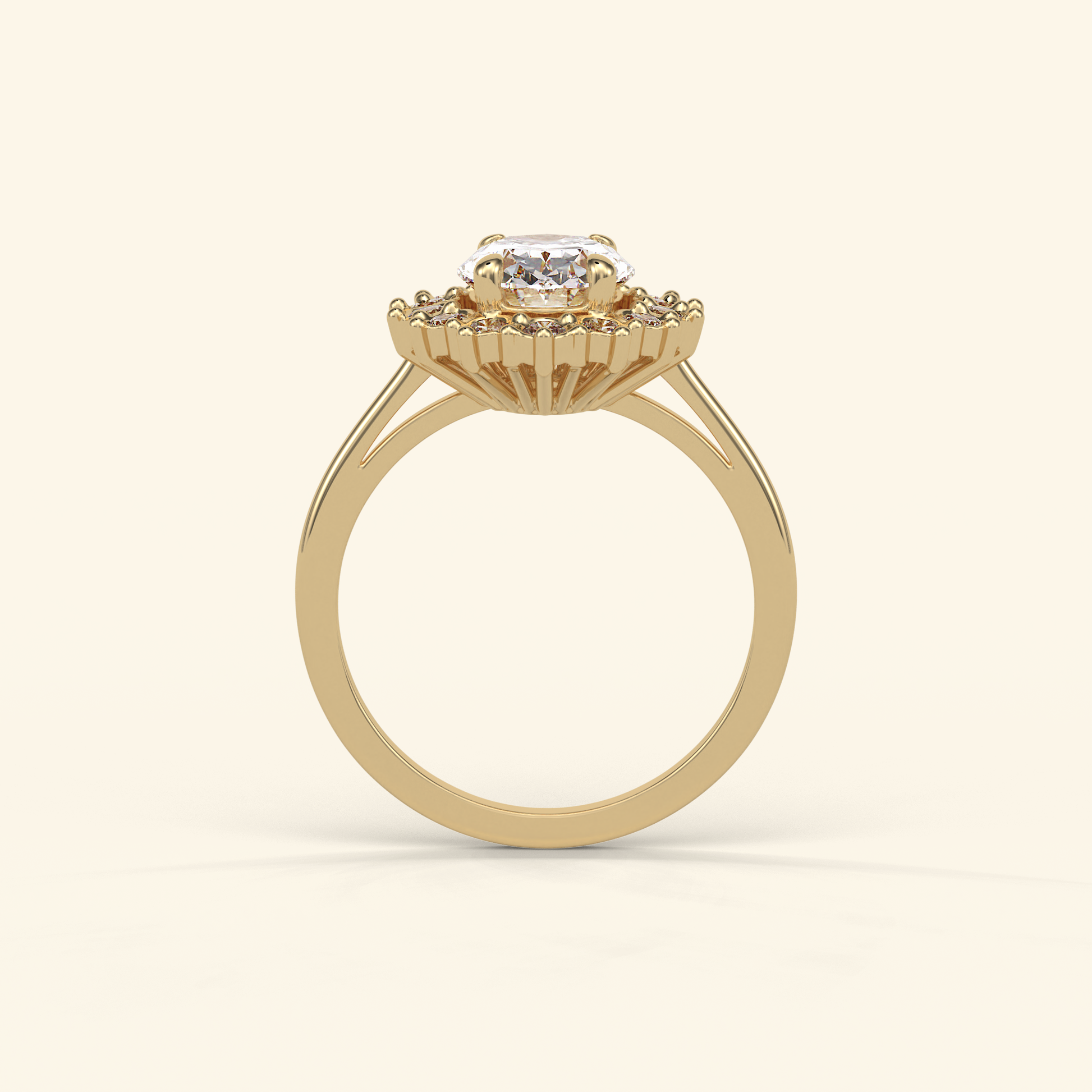 Oval Moissanite Cluster Engagement Ring – 1.91 CT Center Stone in Solid Gold