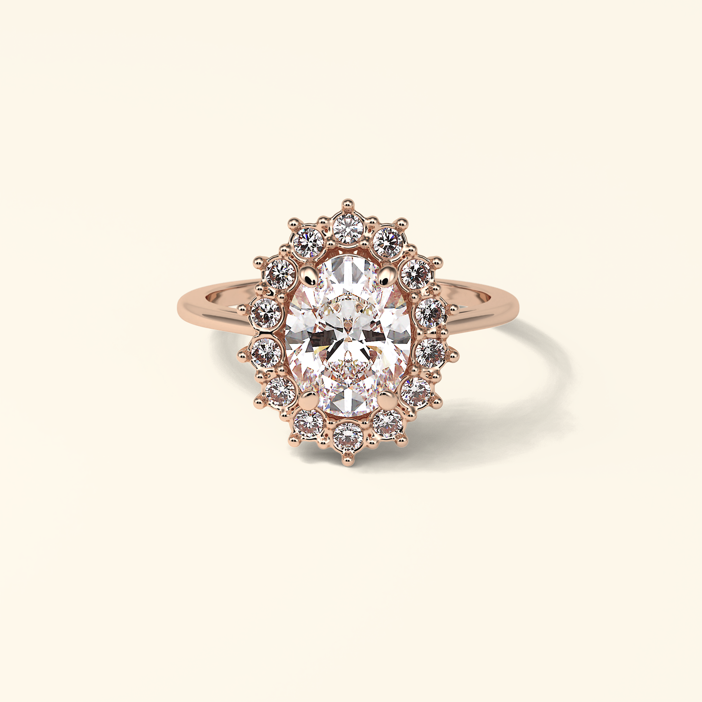 Oval Moissanite Cluster Engagement Ring – 1.91 CT Center Stone in Solid Gold