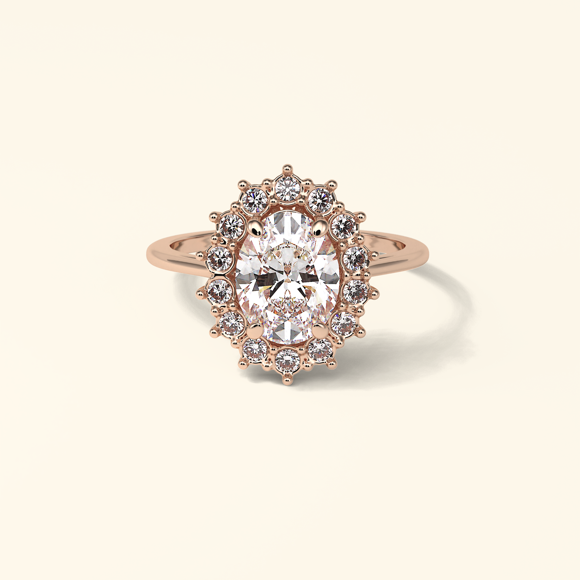 Oval Moissanite Cluster Engagement Ring – 1.91 CT Center Stone in Solid Gold