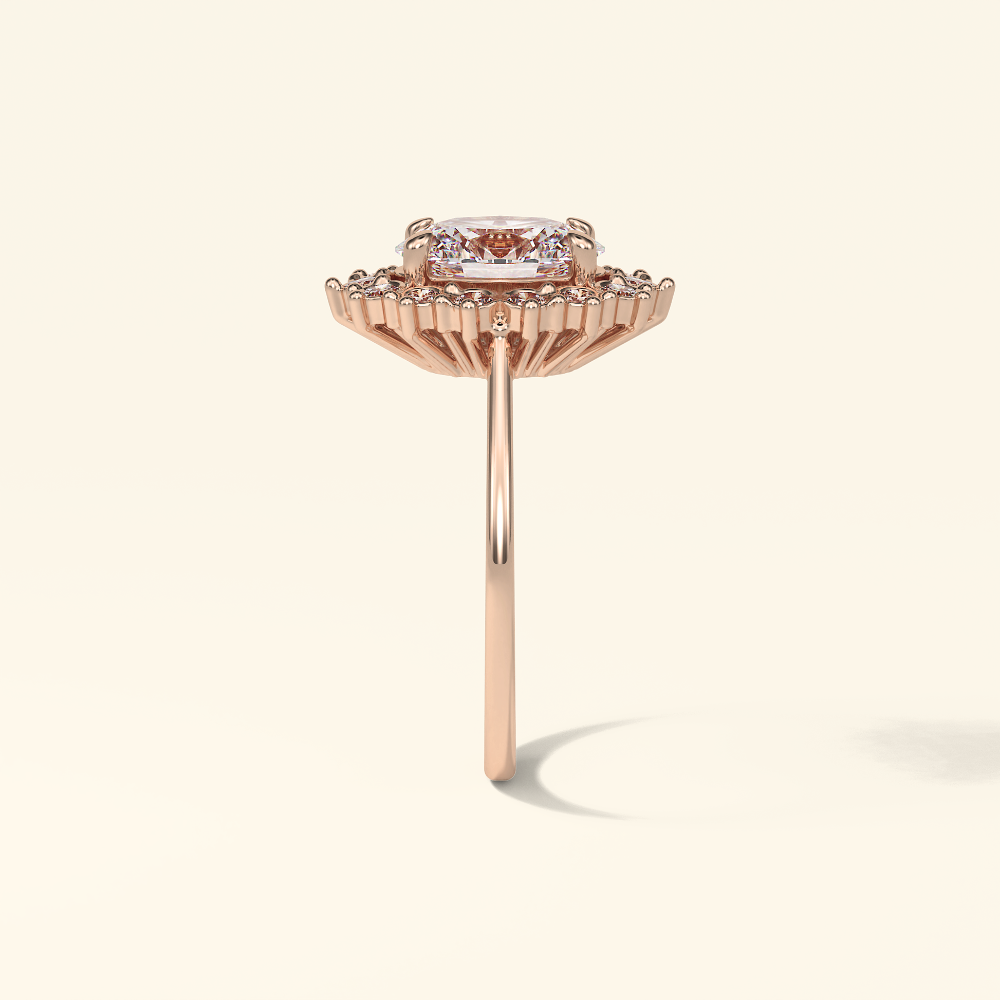 Oval Moissanite Cluster Engagement Ring – 1.91 CT Center Stone in Solid Gold