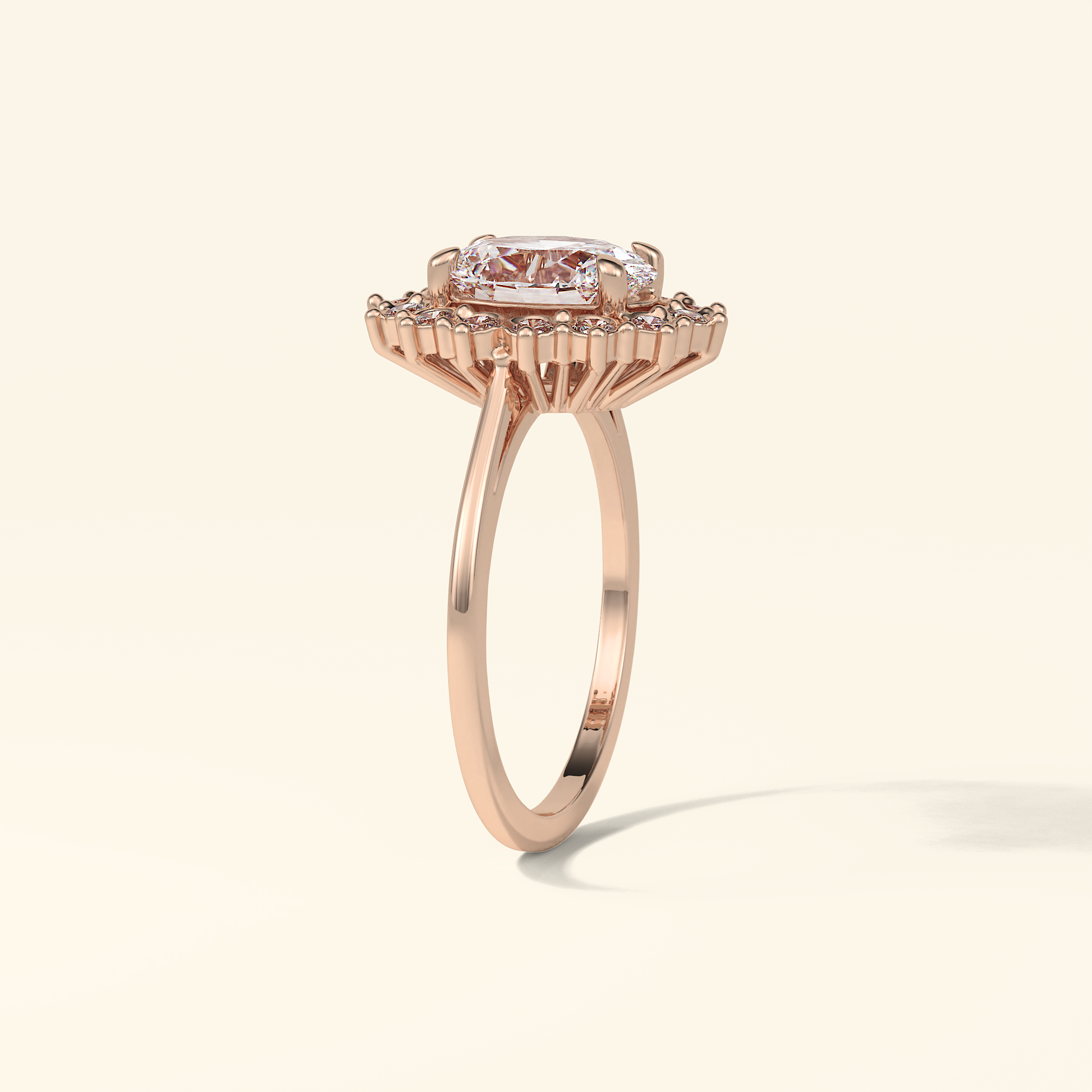 Oval Moissanite Cluster Engagement Ring – 1.91 CT Center Stone in Solid Gold