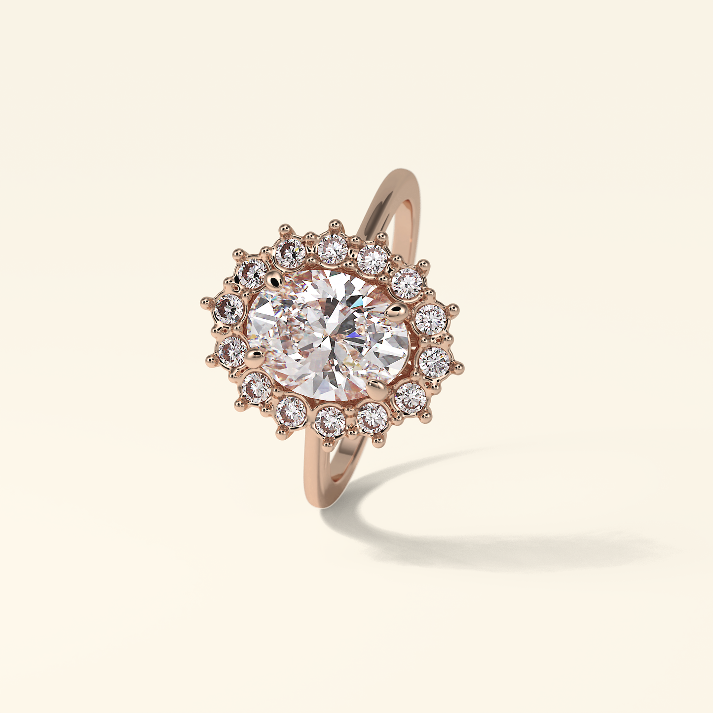 Oval Moissanite Cluster Engagement Ring – 1.91 CT Center Stone in Solid Gold