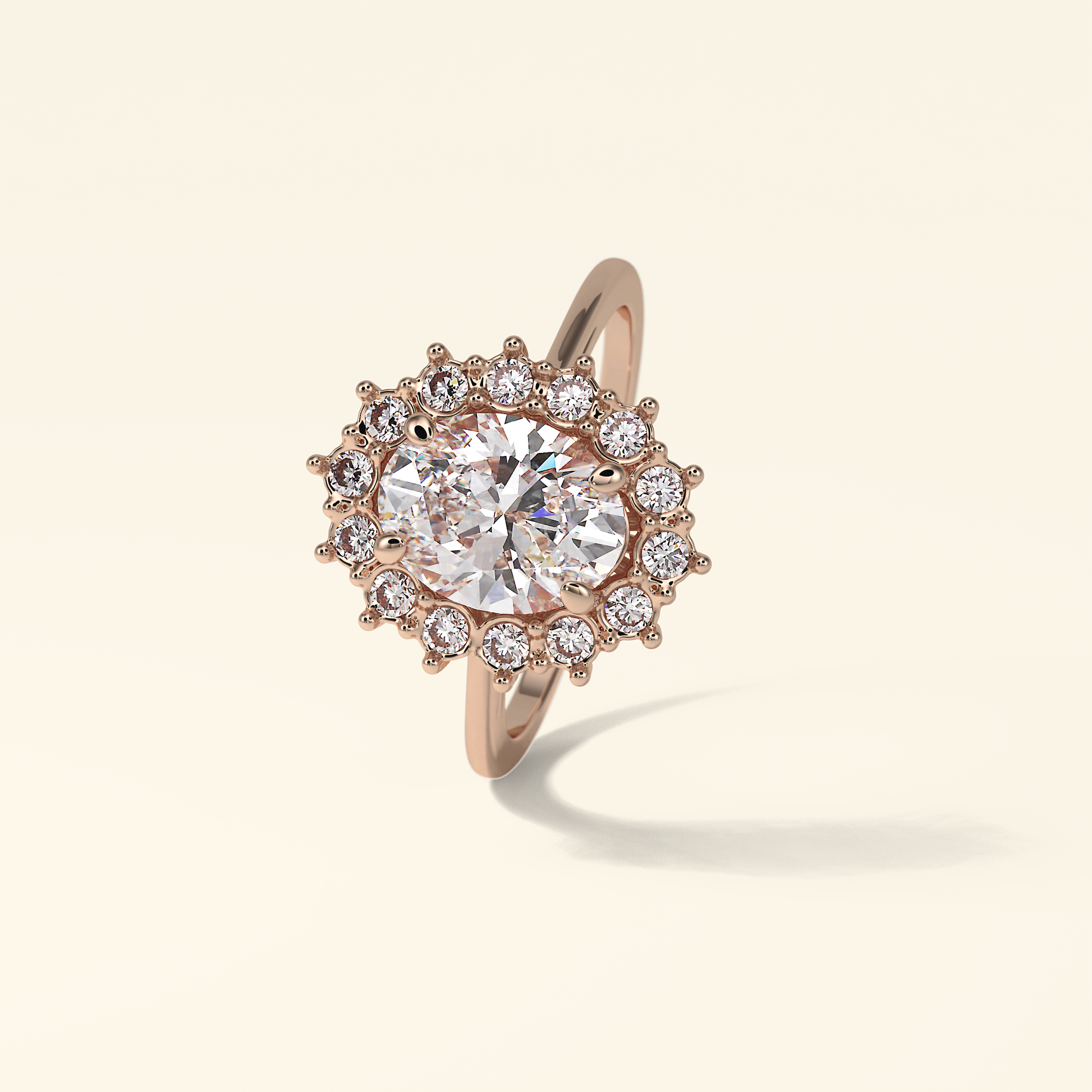 Oval Moissanite Cluster Engagement Ring – 1.91 CT Center Stone in Solid Gold