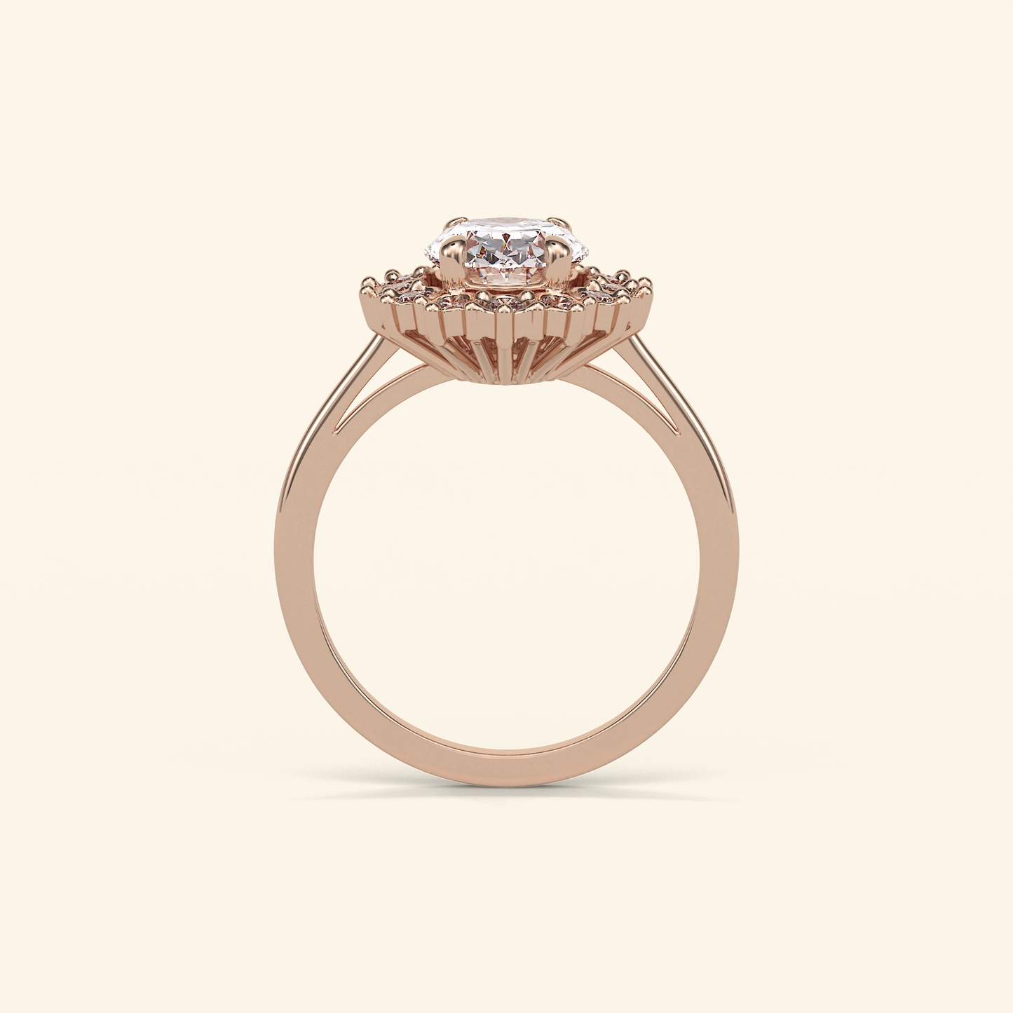 Oval Moissanite Cluster Engagement Ring – 1.91 CT Center Stone in Solid Gold