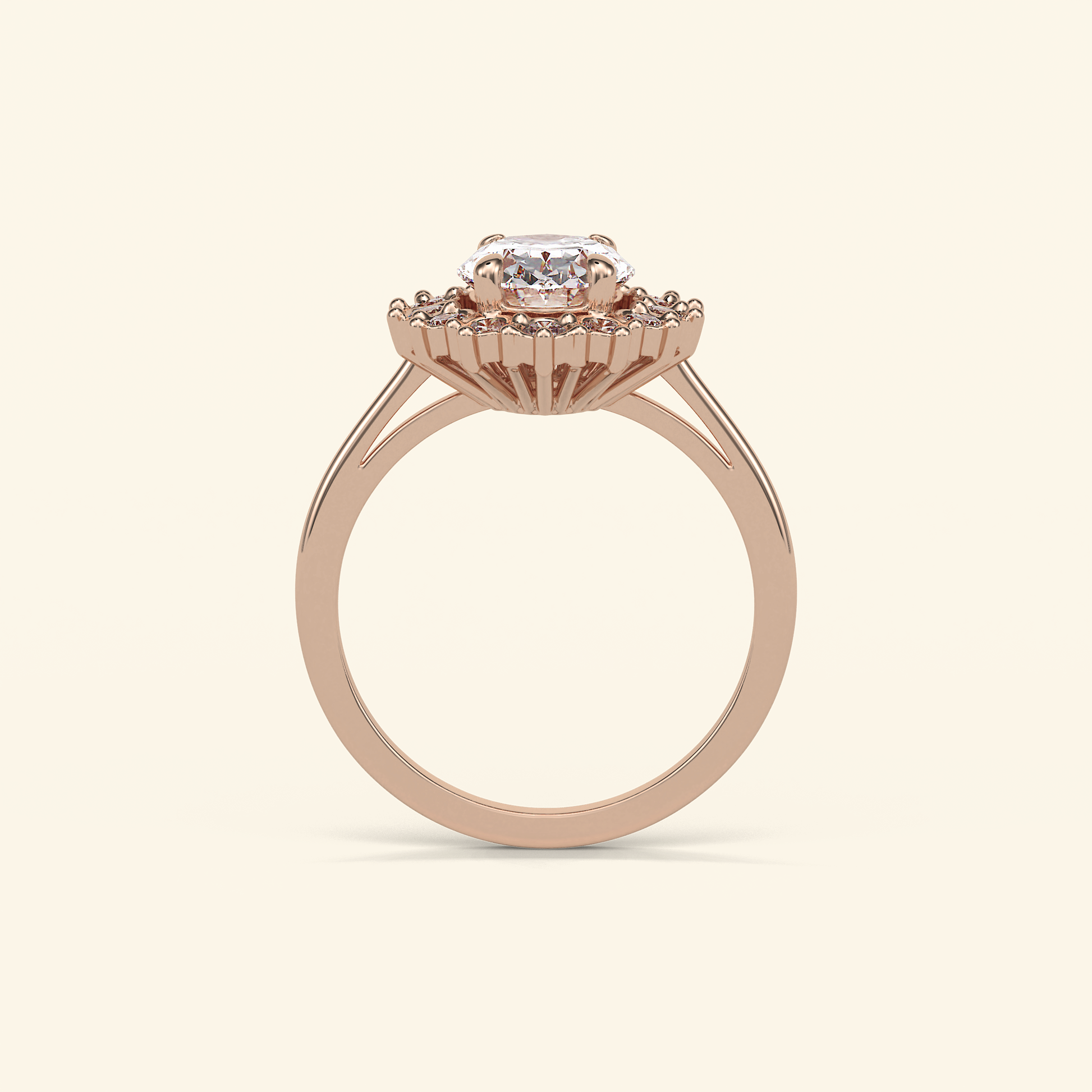 Oval Moissanite Cluster Engagement Ring – 1.91 CT Center Stone in Solid Gold