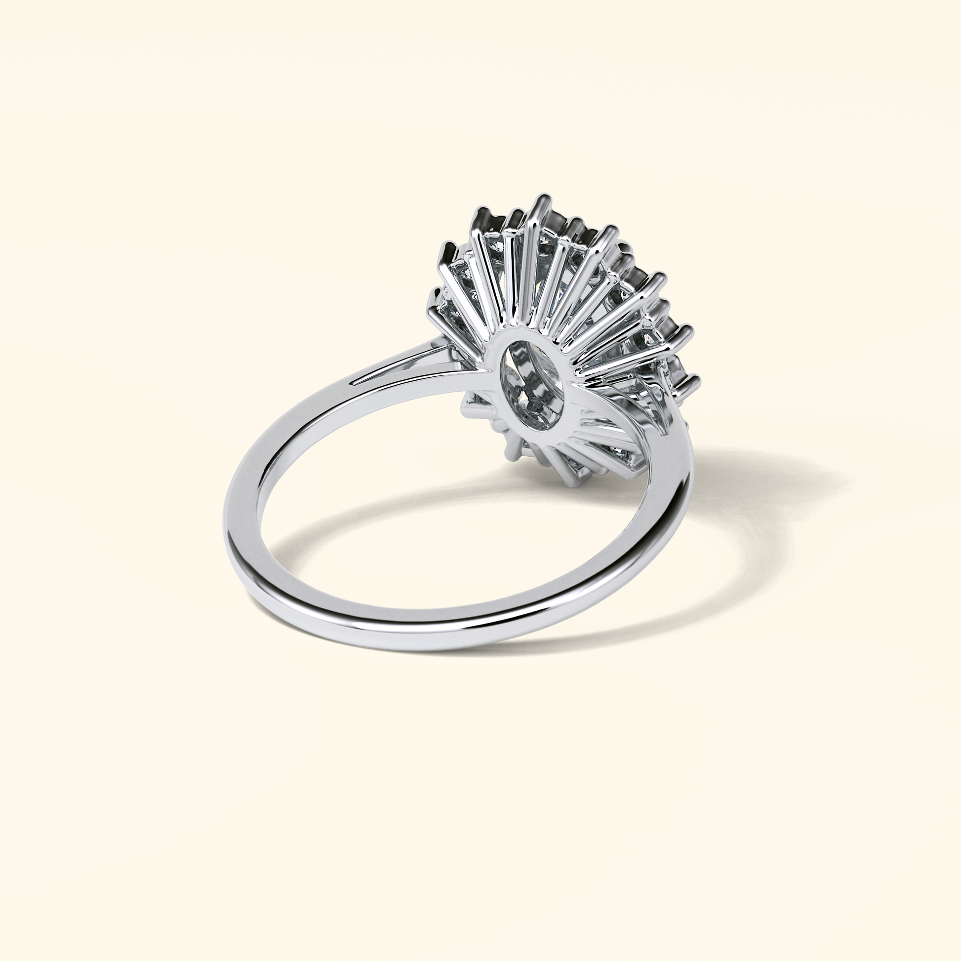 Oval Moissanite Cluster Engagement Ring – 1.91 CT Center Stone in Solid Gold