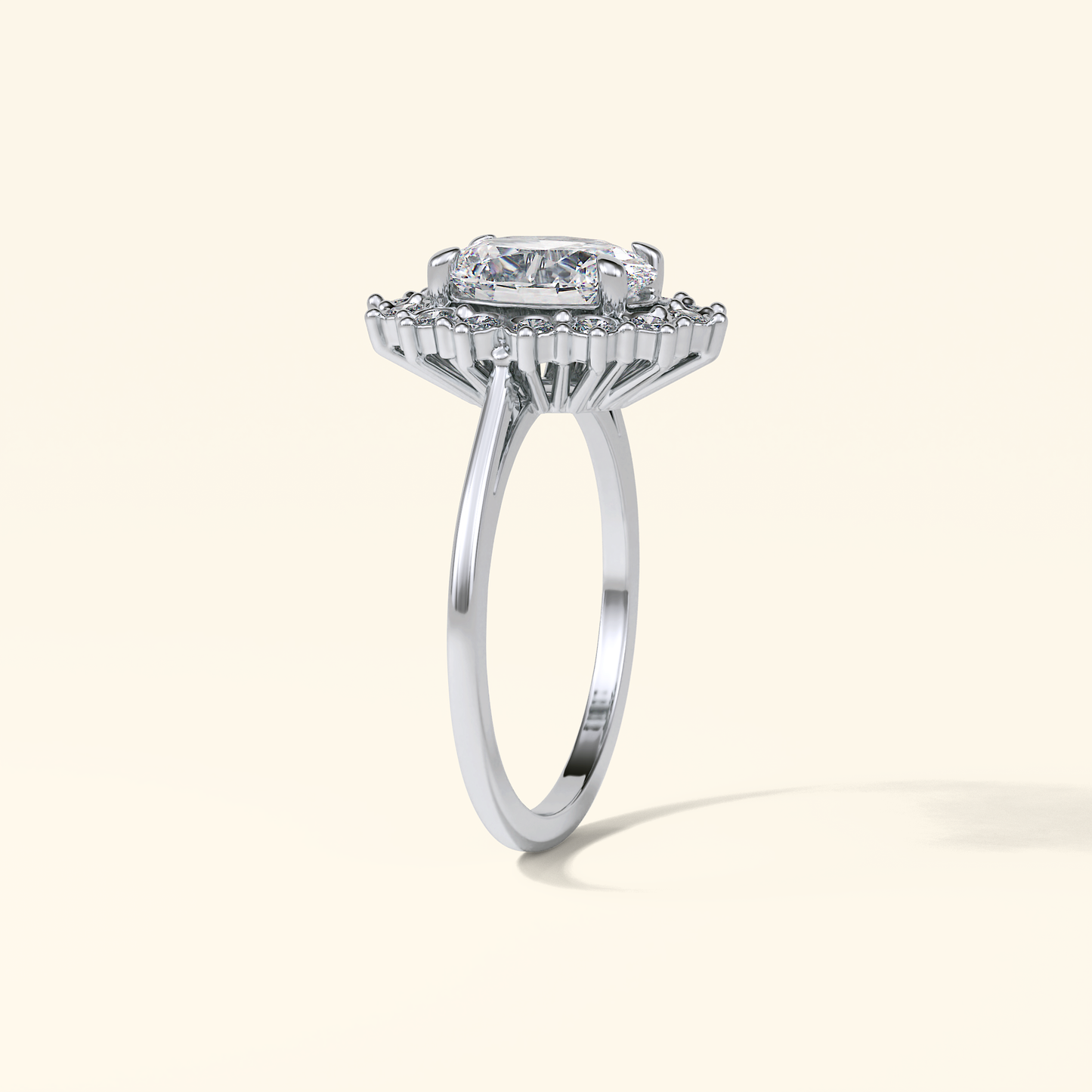 Oval Moissanite Cluster Engagement Ring – 1.91 CT Center Stone in Solid Gold