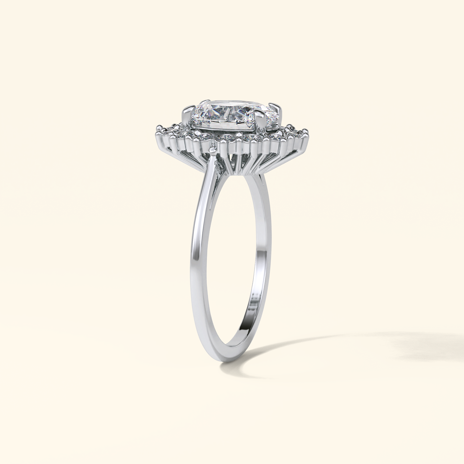 Oval Moissanite Cluster Engagement Ring – 1.91 CT Center Stone in Solid Gold