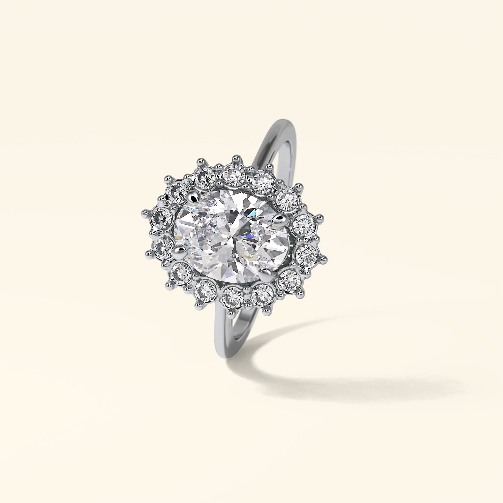 Oval Moissanite Cluster Engagement Ring – 1.91 CT Center Stone in Solid Gold
